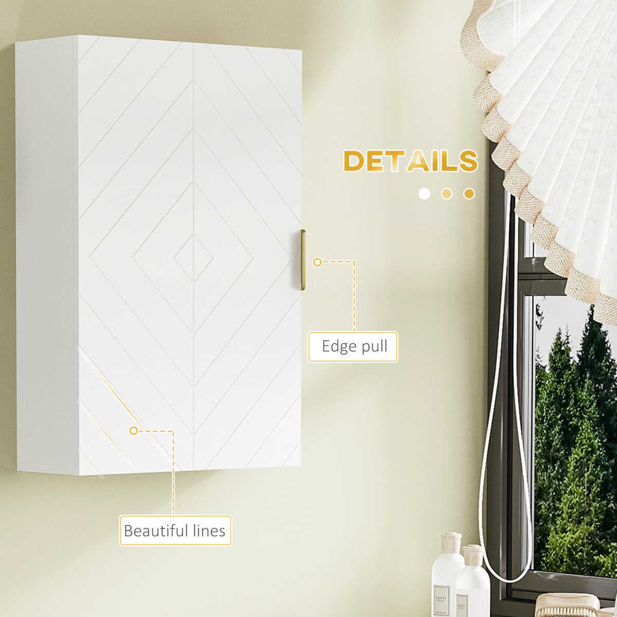 kleankin White Wall-Mounted Bathroom Cabinet with Adjustable Shelves