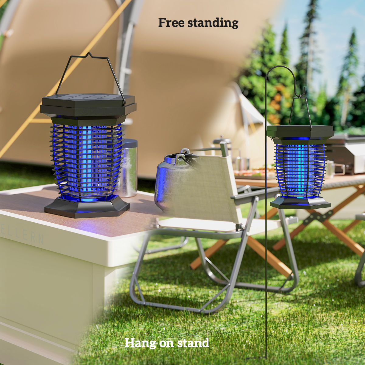 Outsunny 2-in-1 Electric Fly Zapper with UVA Light Garden Lantern