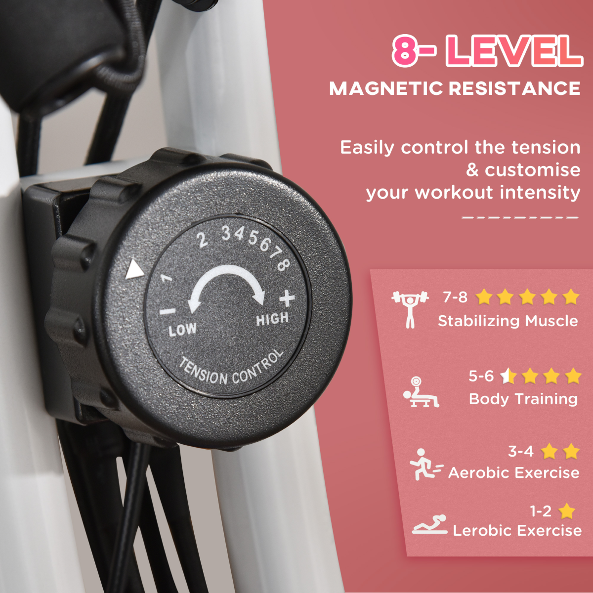 2-in-1 Upright and Recumbent Exercise Bike with 8-Level Adjustable Resistance, Pulse Sensor, LCD Monitor, Phone Holder, and Foldable Design
