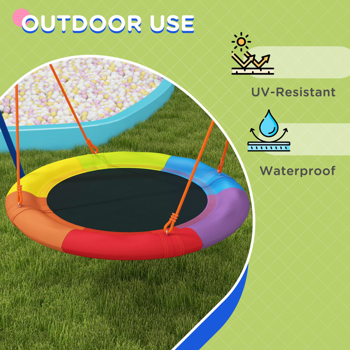 Outsunny Kids Nest Swing Seat with A-Frame Structure for Outdoor Use, Fits Up to 2 Kids