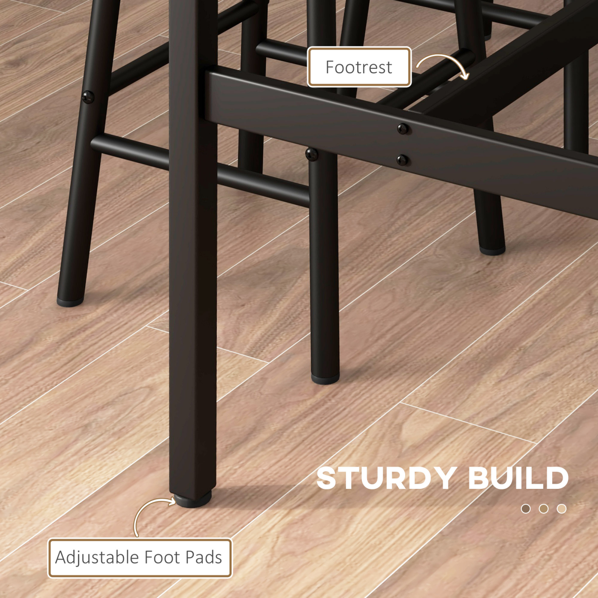 HOMCOM 3-Piece Industrial Bar Table and Stool Set, Grey