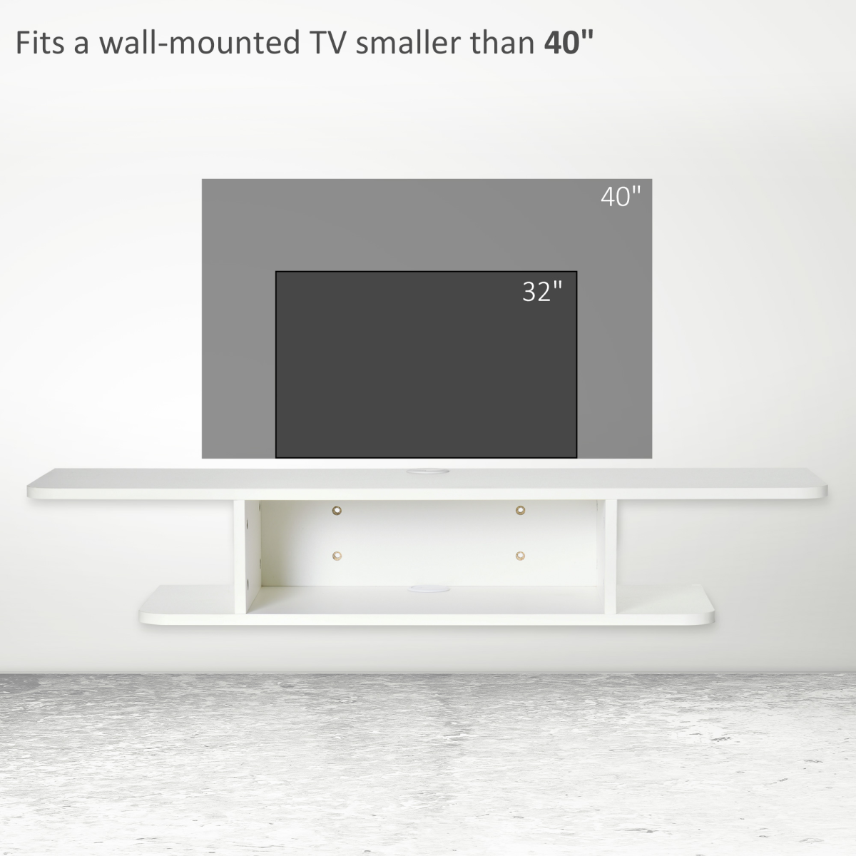 Wall Mounted Floating TV Unit with Storage Shelves, White