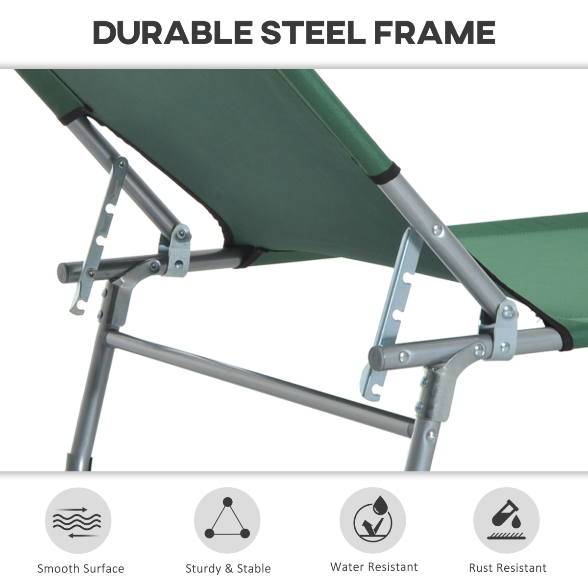 Adjustable Folding Camping Cot Recliner, Portable, Green