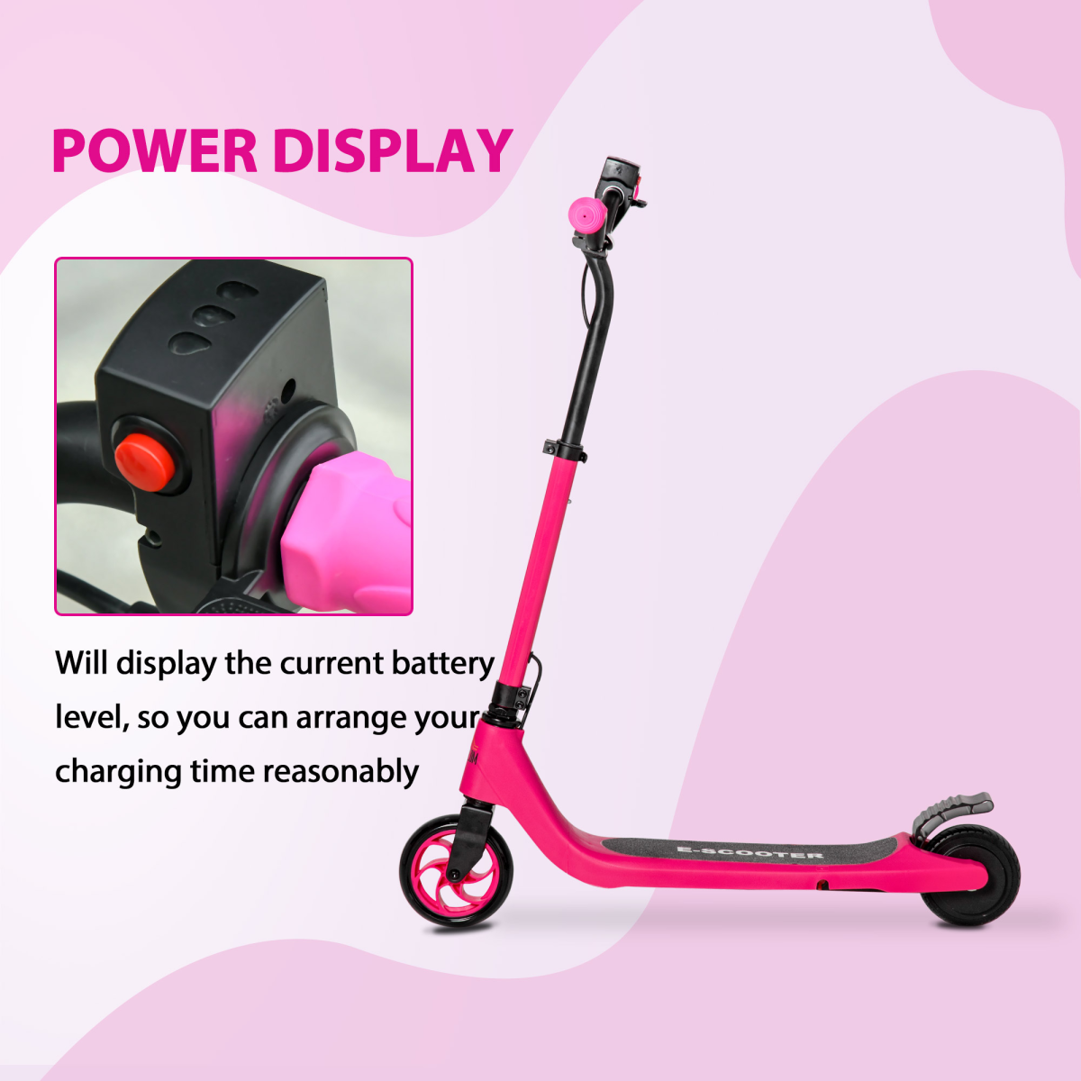 120W Electric Scooter with Battery Level Display and Rear Brake, Pink HOMCOM