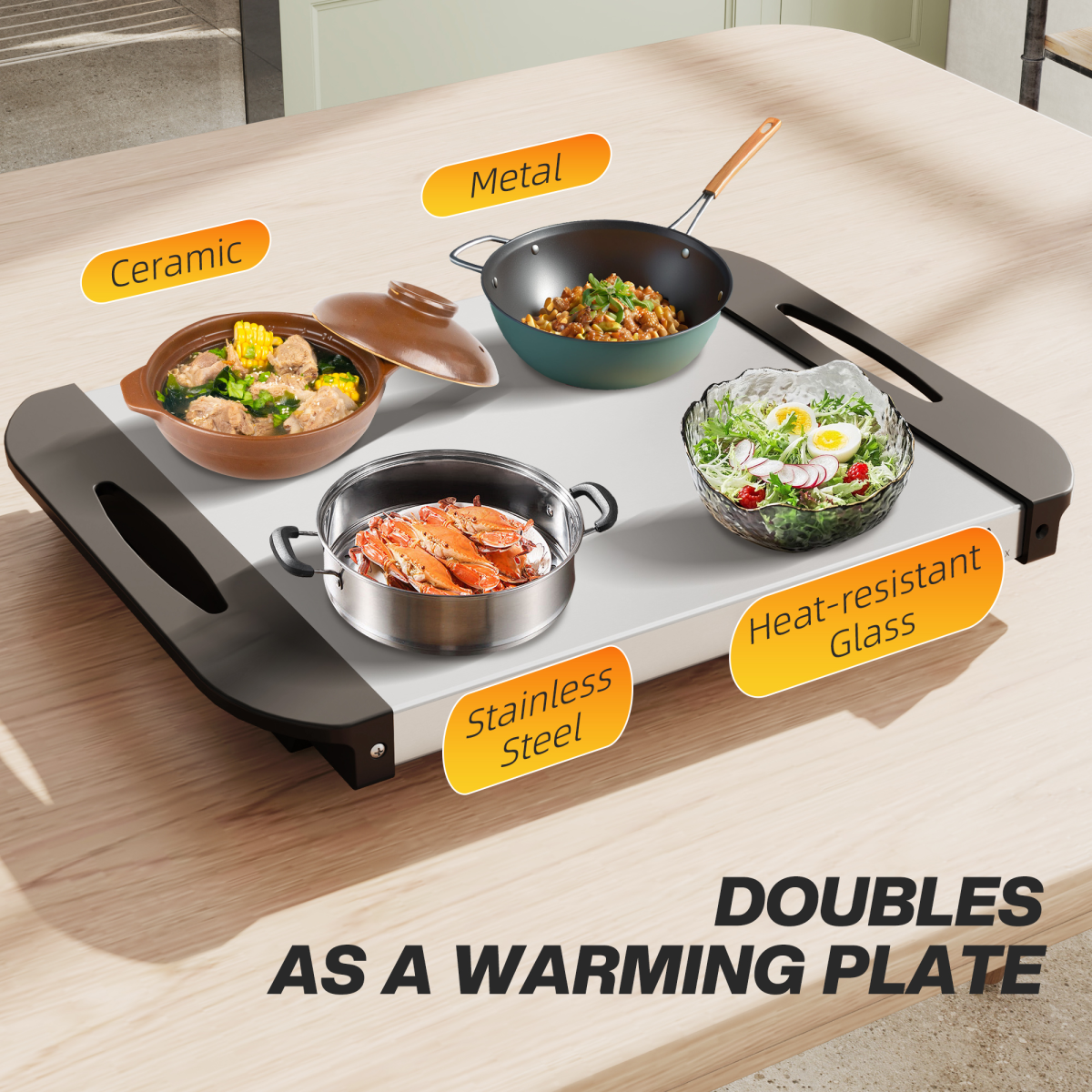 HOMCOM 6L Electric Buffet Server Food Warmer with Cool-Touch Handles