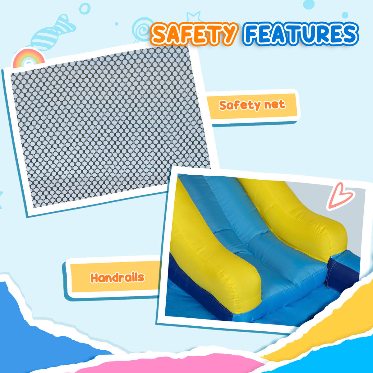 AIYAPLAY 5-in-1 Inflatable Water Slide Bouncy Castle with 550W Blower