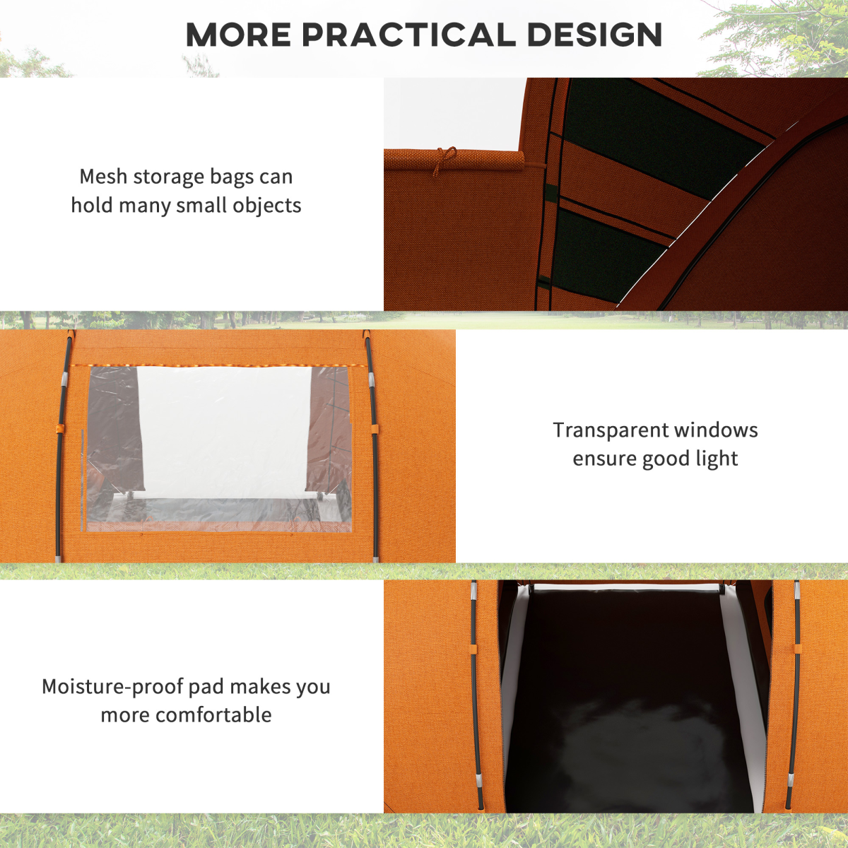 Outsunny 4-6 Person Dome Camping Tent with Mesh Windows for Family Travel, Hiking and Fishing