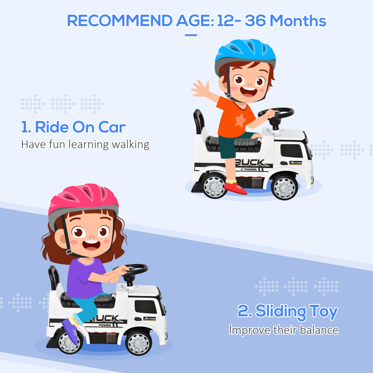HOMCOM 3-in-1 Licensed Mercedes Ride-On Push Car with Under-Seat Storage for 12-36 Months White