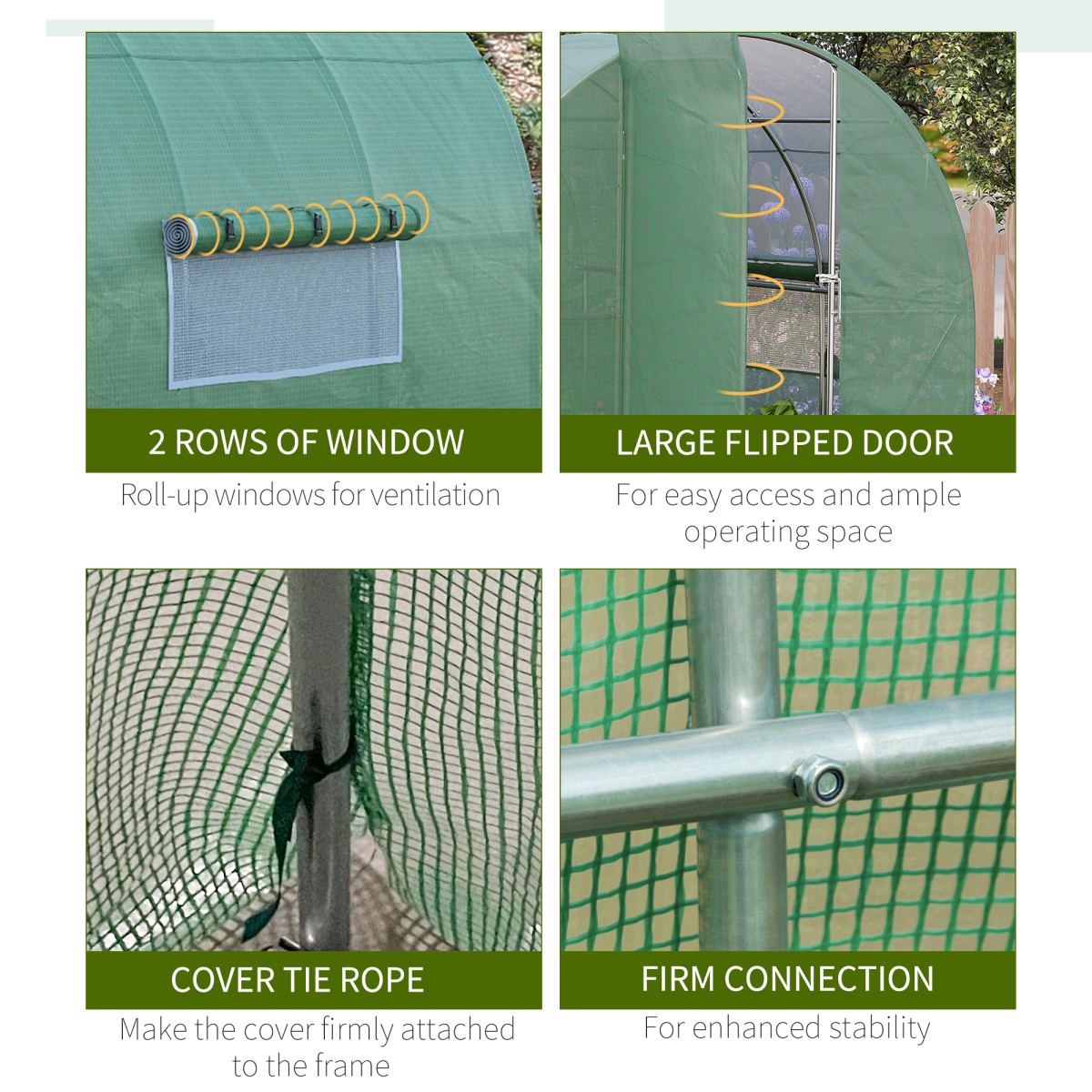Outsunny 3 x 2m Walk-In Polytunnel Greenhouse with Heavy-Duty Steel Frame and PE Cover