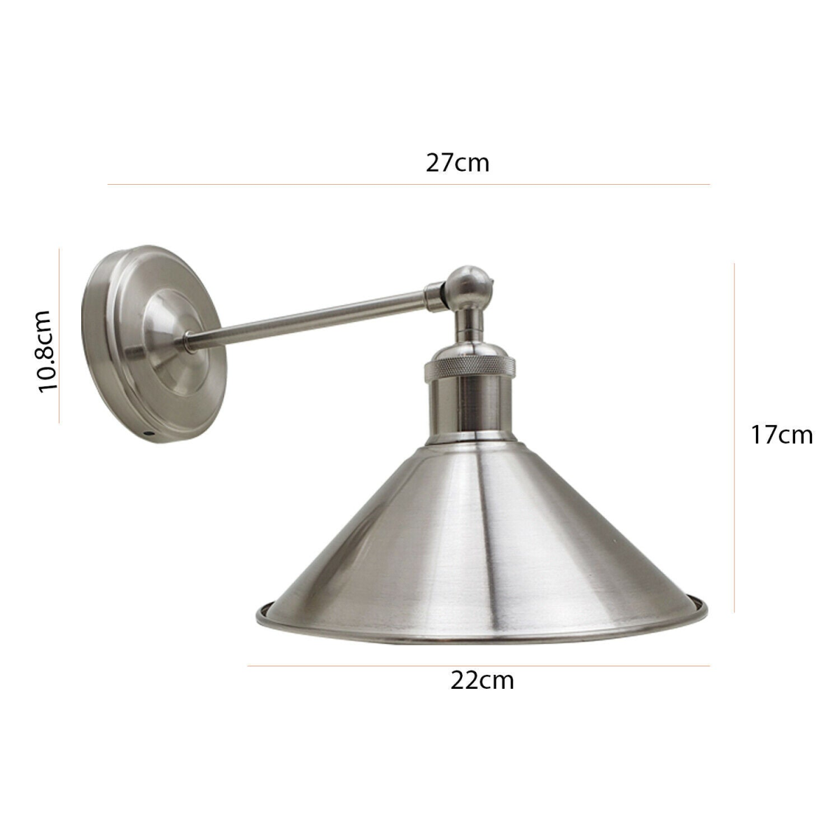 Satin Nickel Adjustable Vintage Industrial E27 Wall Sconce