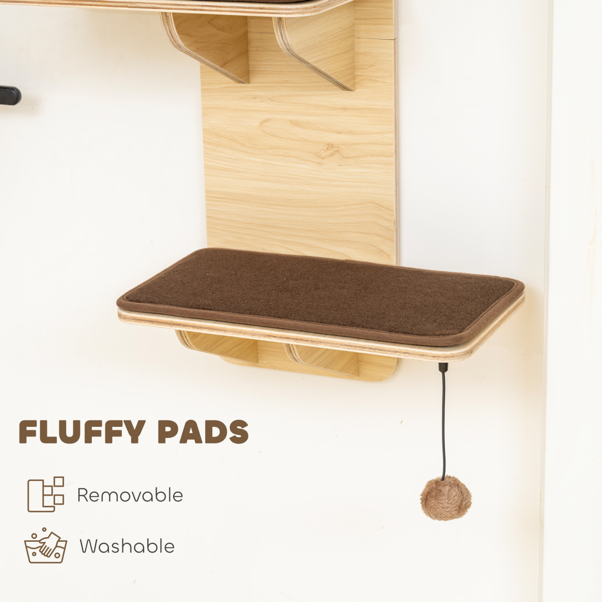 PawHut 4-Level Over-Door Cat Tree with Washable Plush Pads, Toy Ball