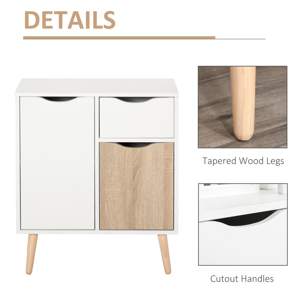 White Storage Cabinet Sideboard with Drawer for Bedroom/Living Room