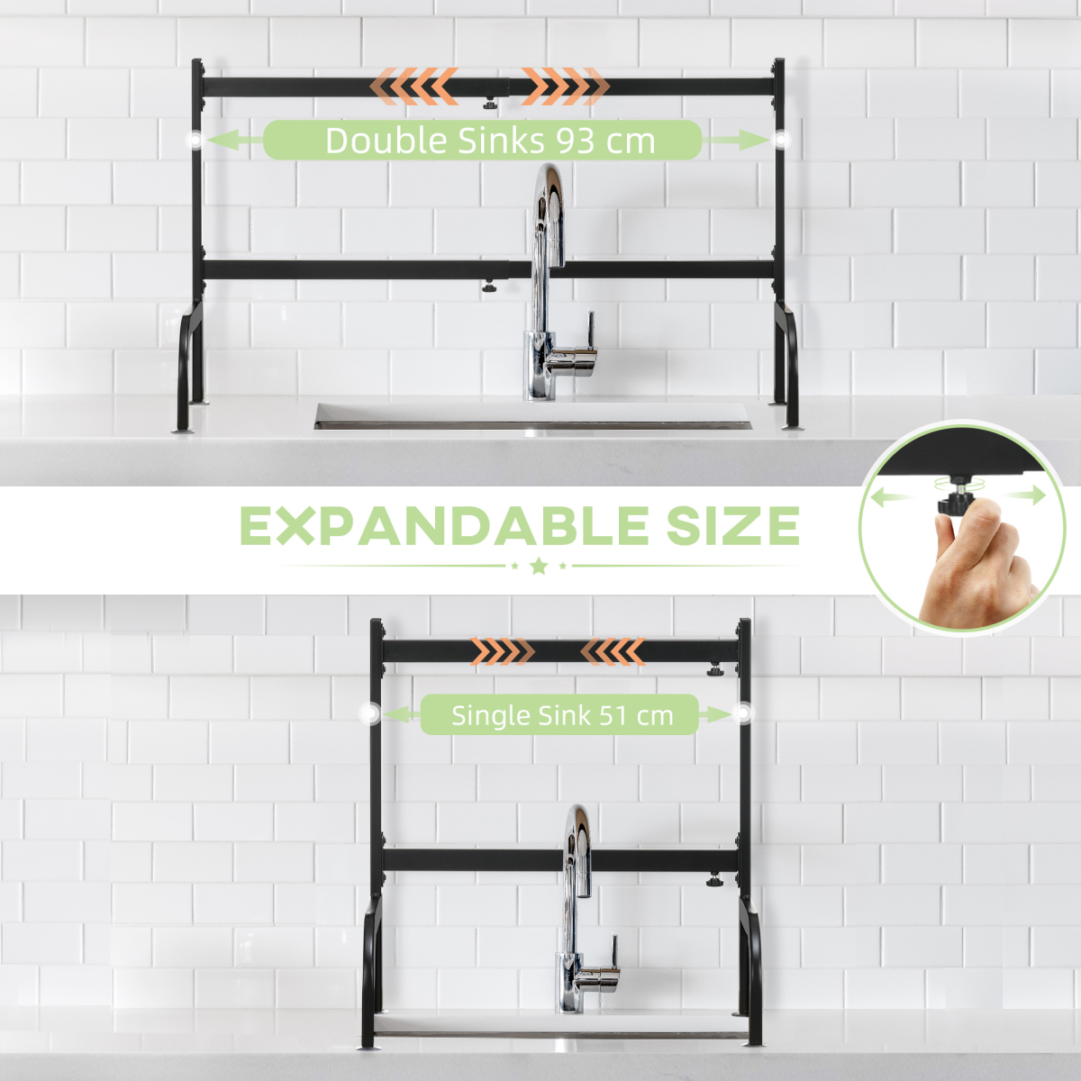 Space-Saving Adjustable 2-Tier Over-Sink Dish Drying Rack