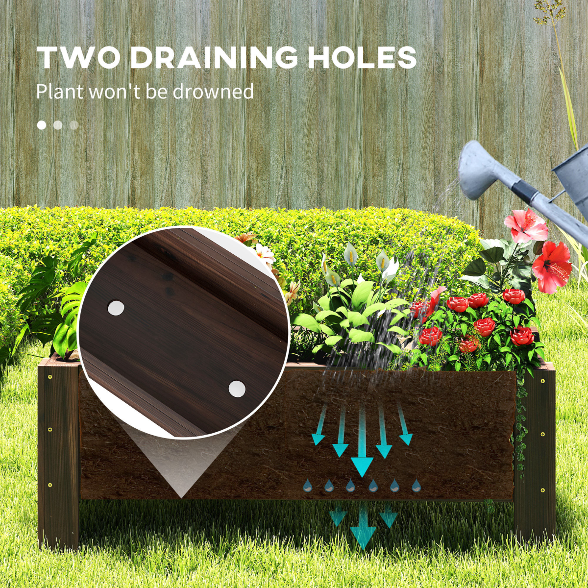 Wooden Outdoor Raised Garden Bed Planter, 100 x 36.5 x 36 cm