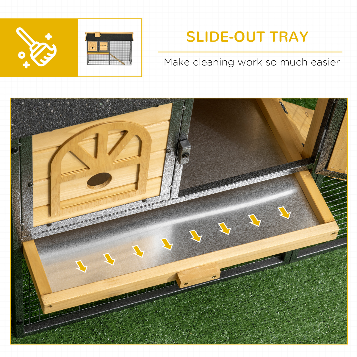 PawHut Outdoor Rabbit Hutch with Run and Removable Tray, Two-Tier Bunny Cage 120 x 55.5 x 80cm