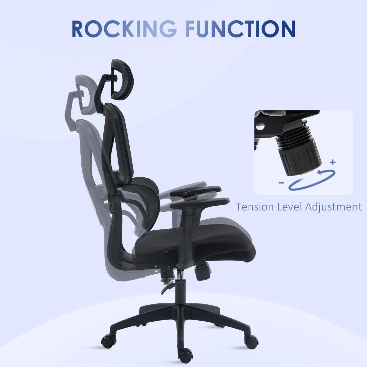 Vinsetto Mesh Office Chair Swivel Desk Chair w/ Adjustable Height Headrest Black