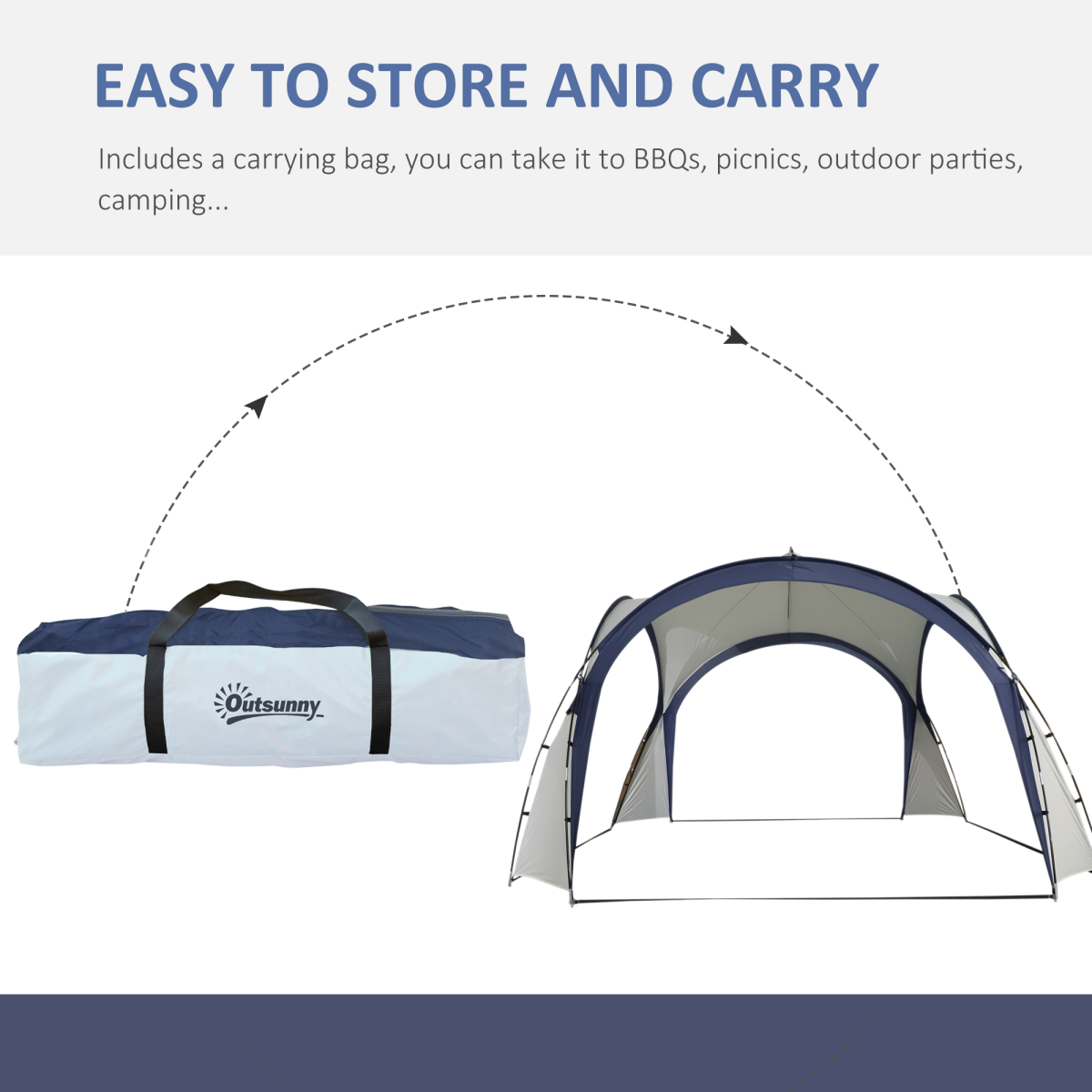 Outdoor 3.5 x 3.5 m Dome Gazebo Party Tent for Garden Events with Guy Ropes and Ground Pegs