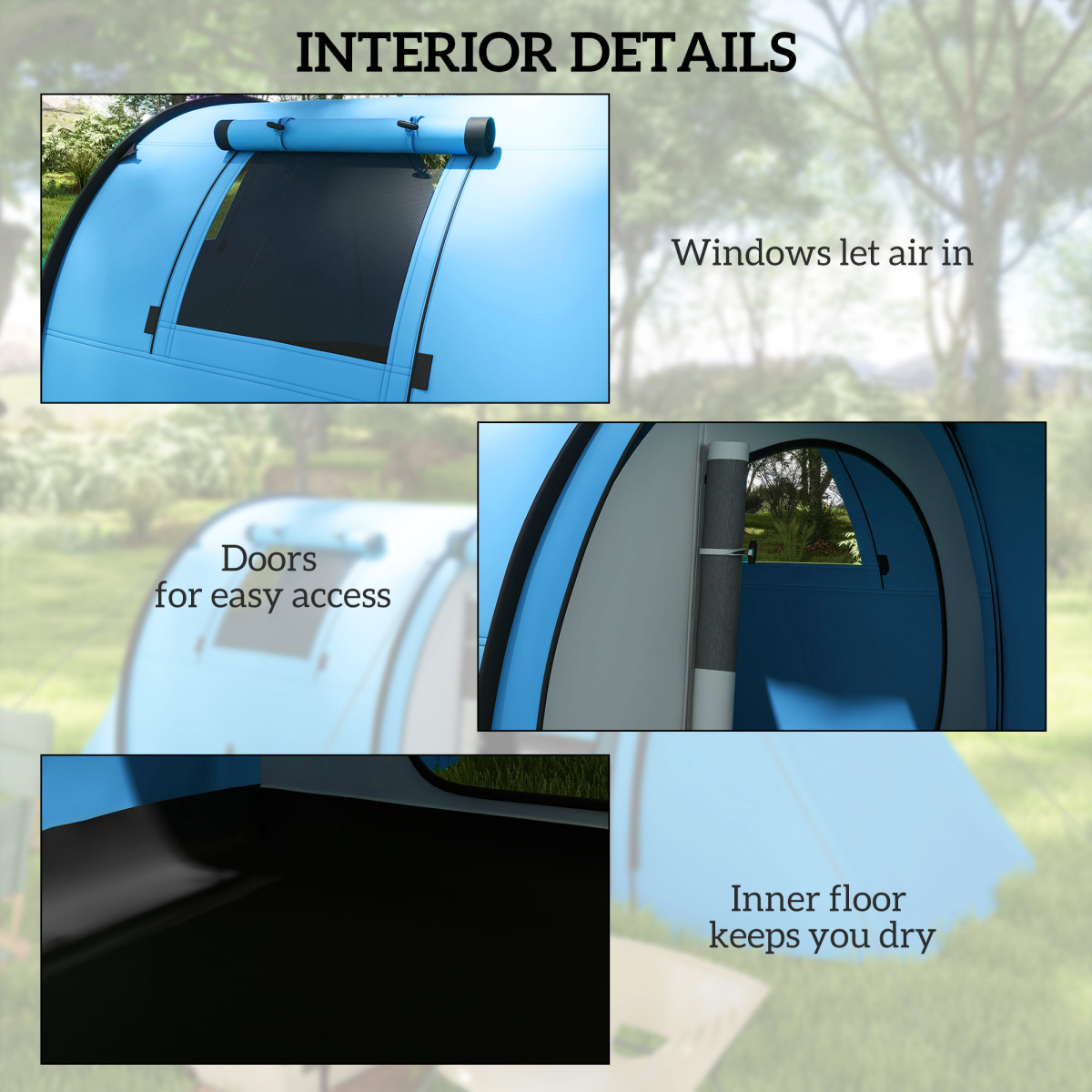 Outsunny 2-Room Camping Tent for 3-4 People, 3000mm Waterproof