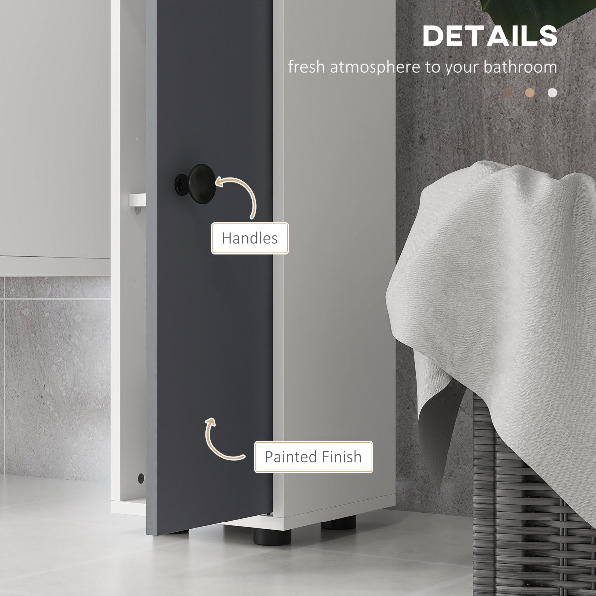 kleankin Slim Grey Bathroom Cabinet with Drawer and Open Shelves