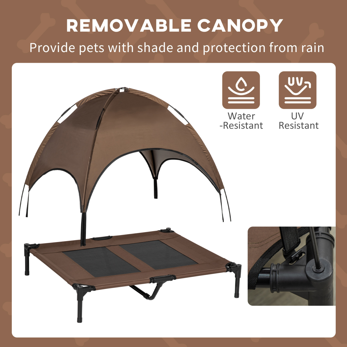PawHut Elevated Dog Bed Cot Tent with Canopy, Outdoor Shelter