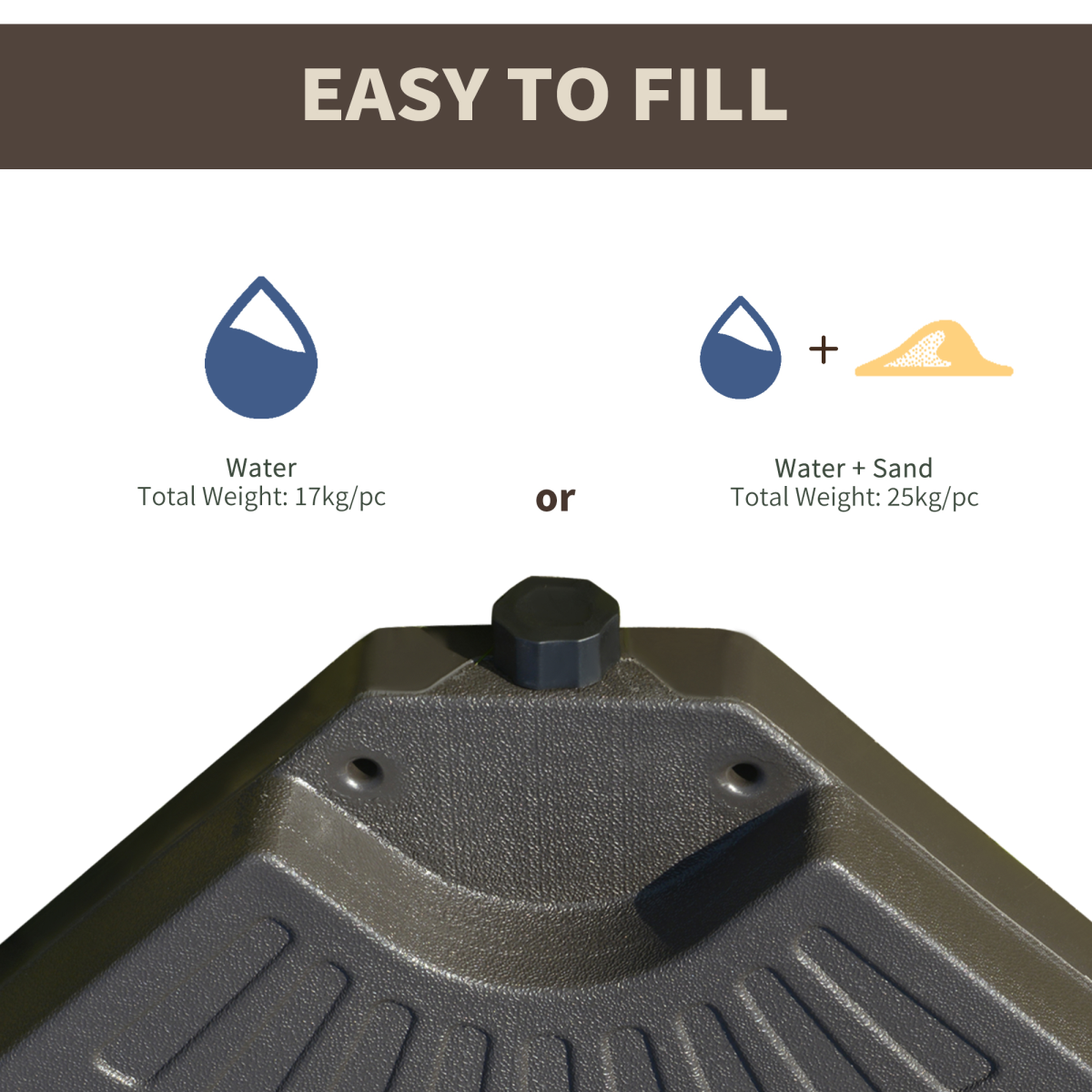 4-Piece Cantilever Patio Umbrella Base, Water/Sand Fillable