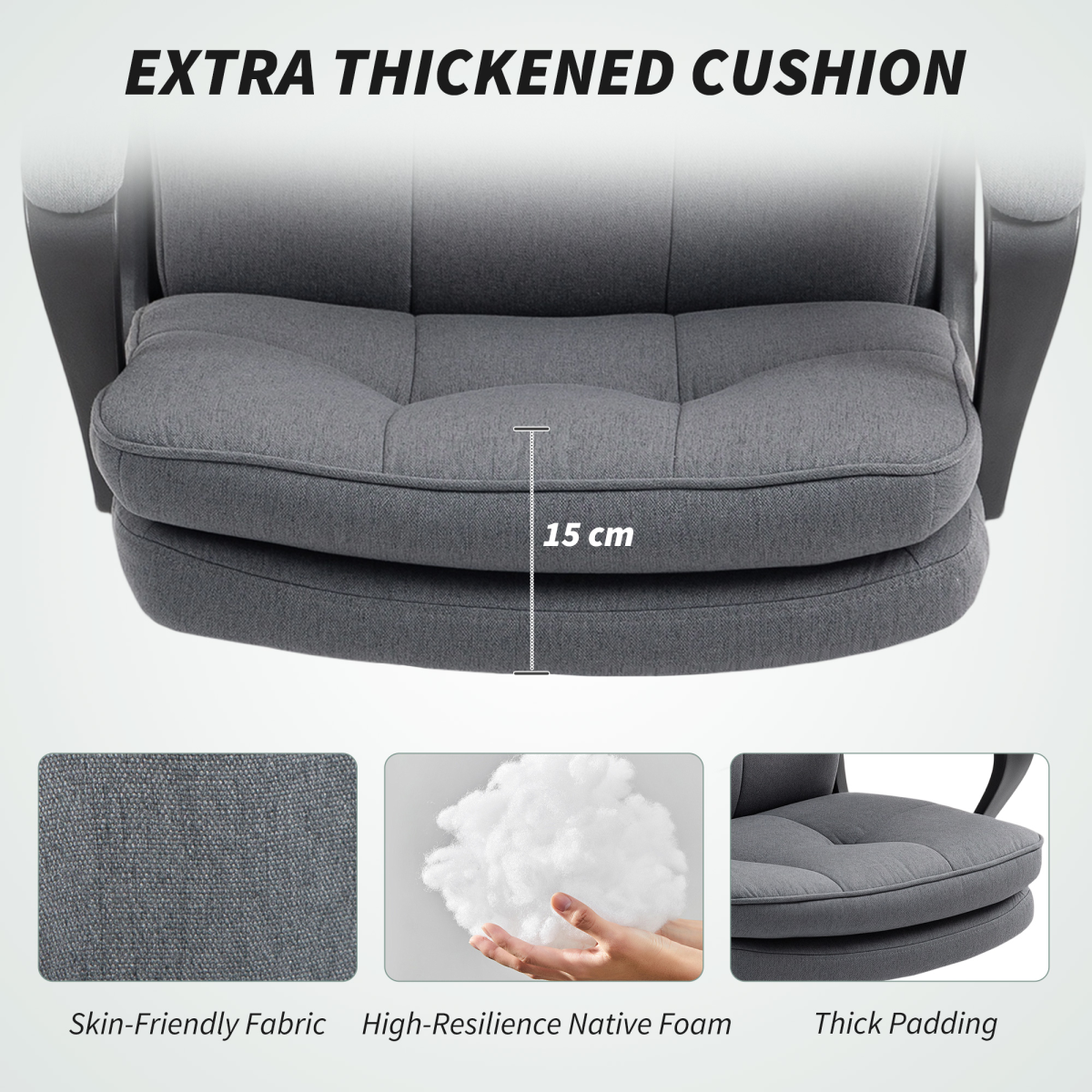 HOMCOM Fabric Office Chair, Adjustable Height & Tilt, Charcoal Grey