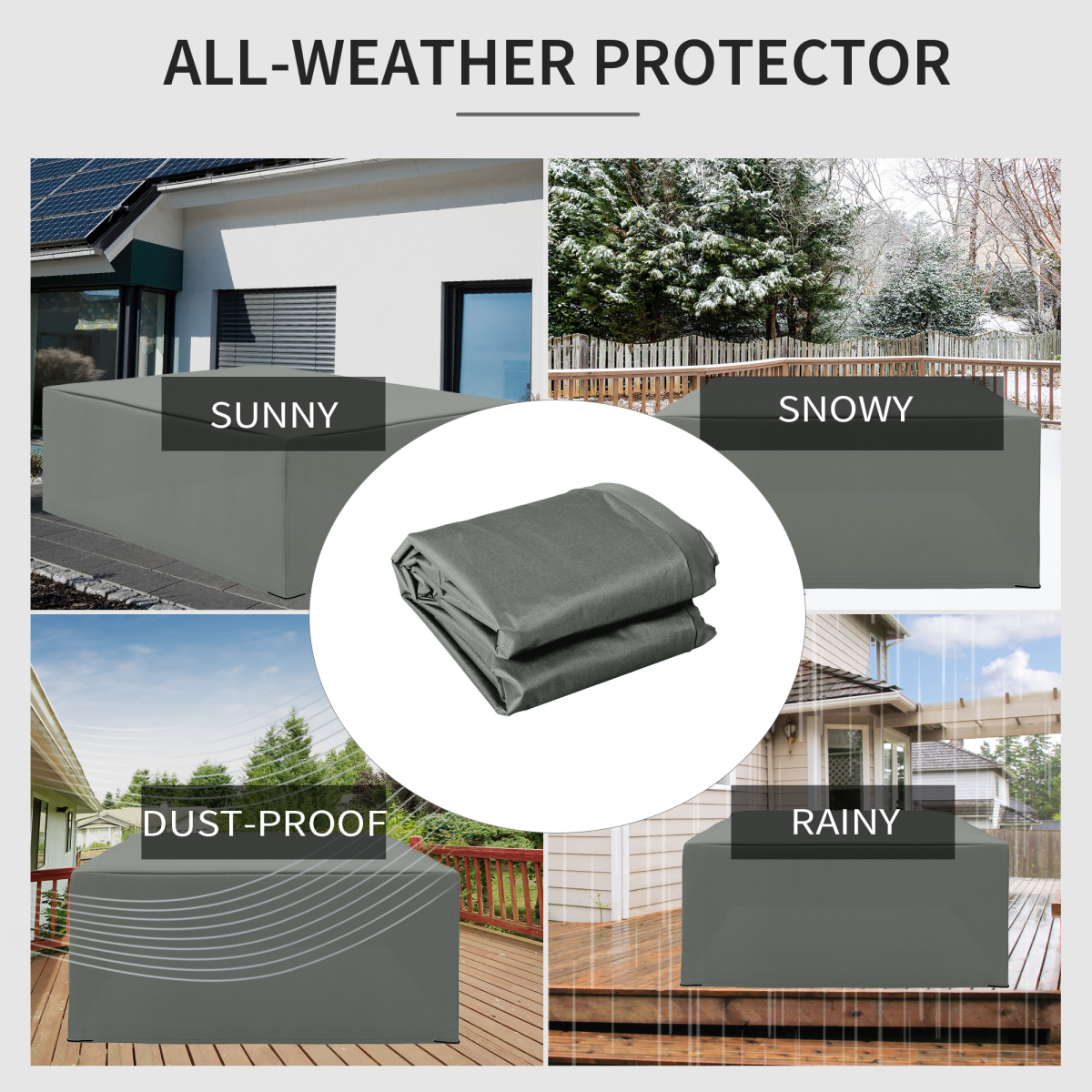 Outsunny 275 x 205cm Garden Furniture Cover, Water and UV Resistant PE Coated Oxford Fabric