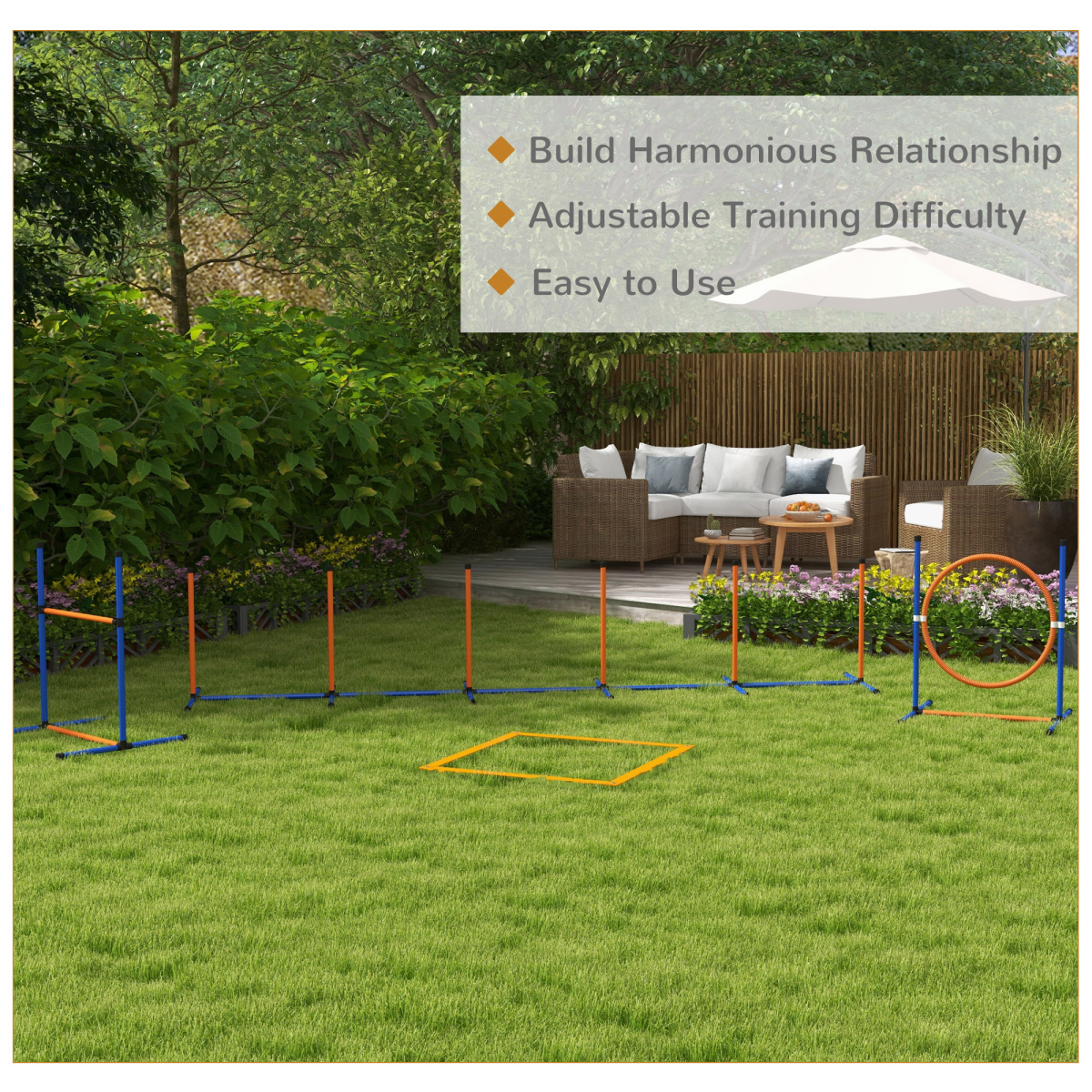 PawHut 4-Piece Dog Agility Training Kit with Carry Bag