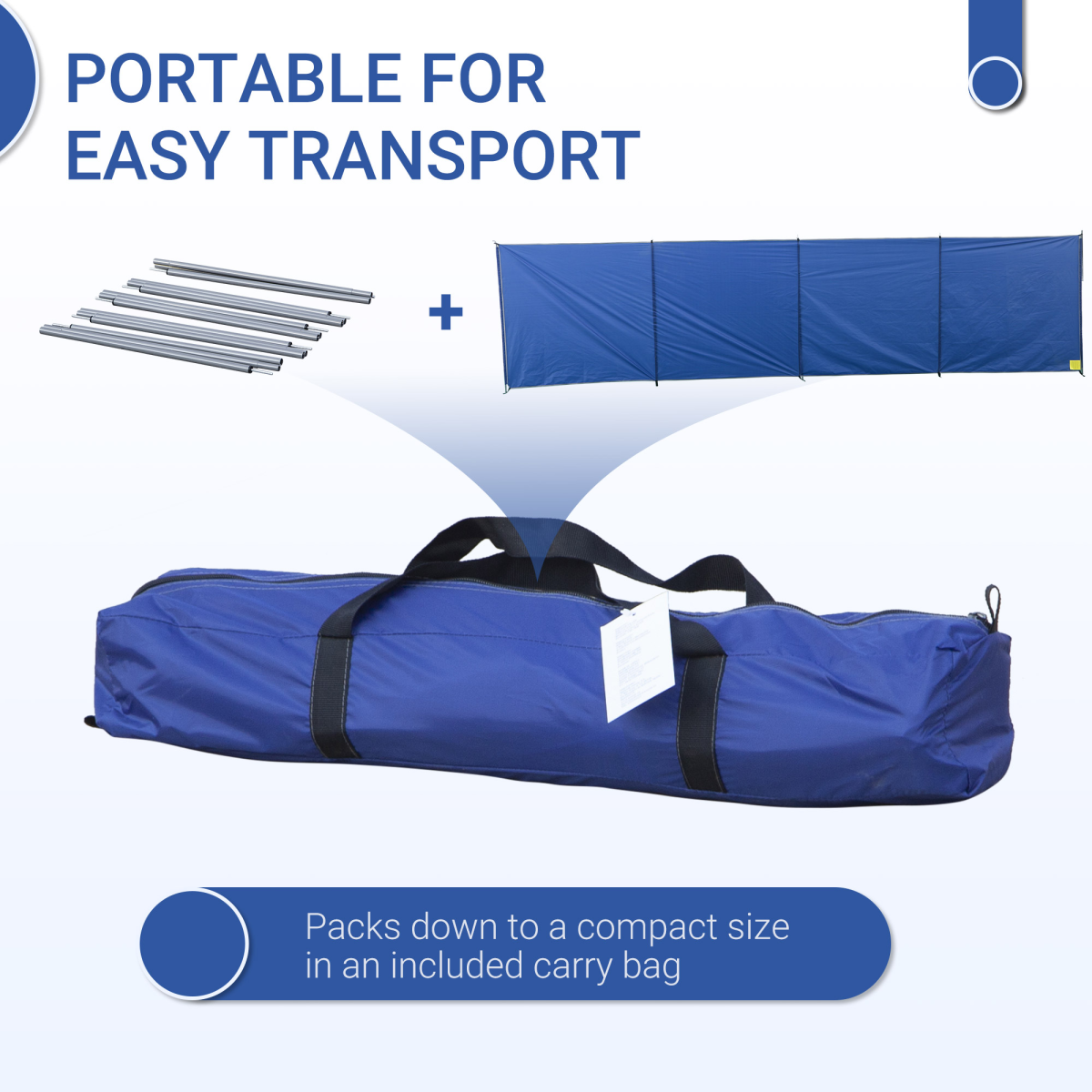 Portable Water-Resistant Camping Windbreak Privacy Wall, 6.2m x 1.5m