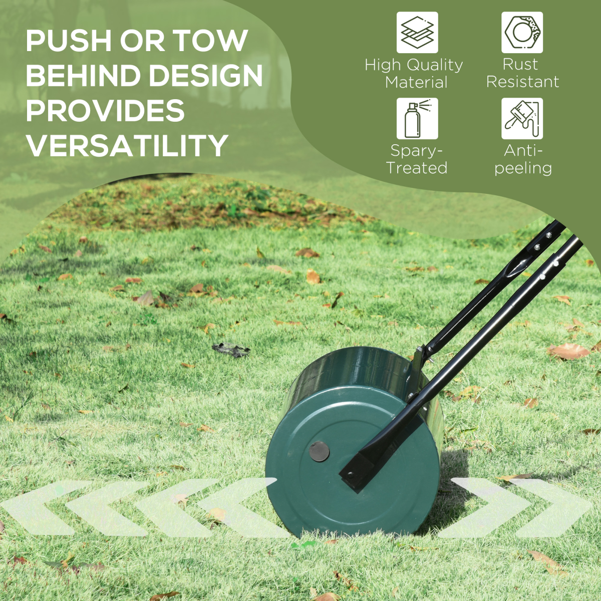 Outsunny 30cm Metal Lawn Roller, Fillable with Water or Sand, Sturdy Lawn Rolling Tool