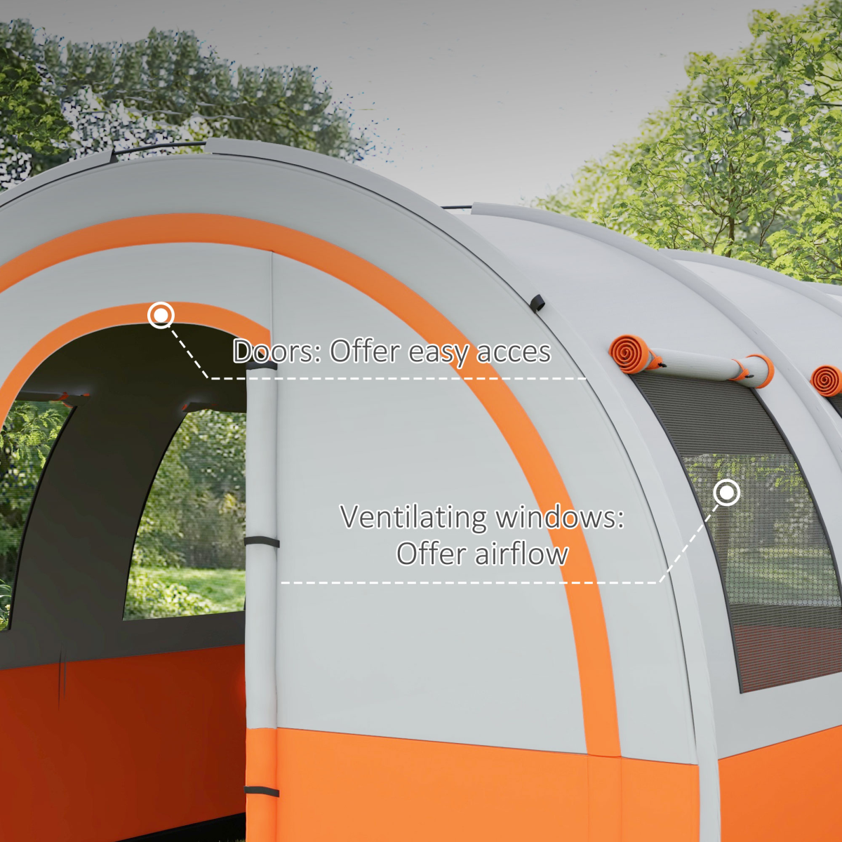 Outsunny 5-6 Person Waterproof Family Camping Tent, 3000mm