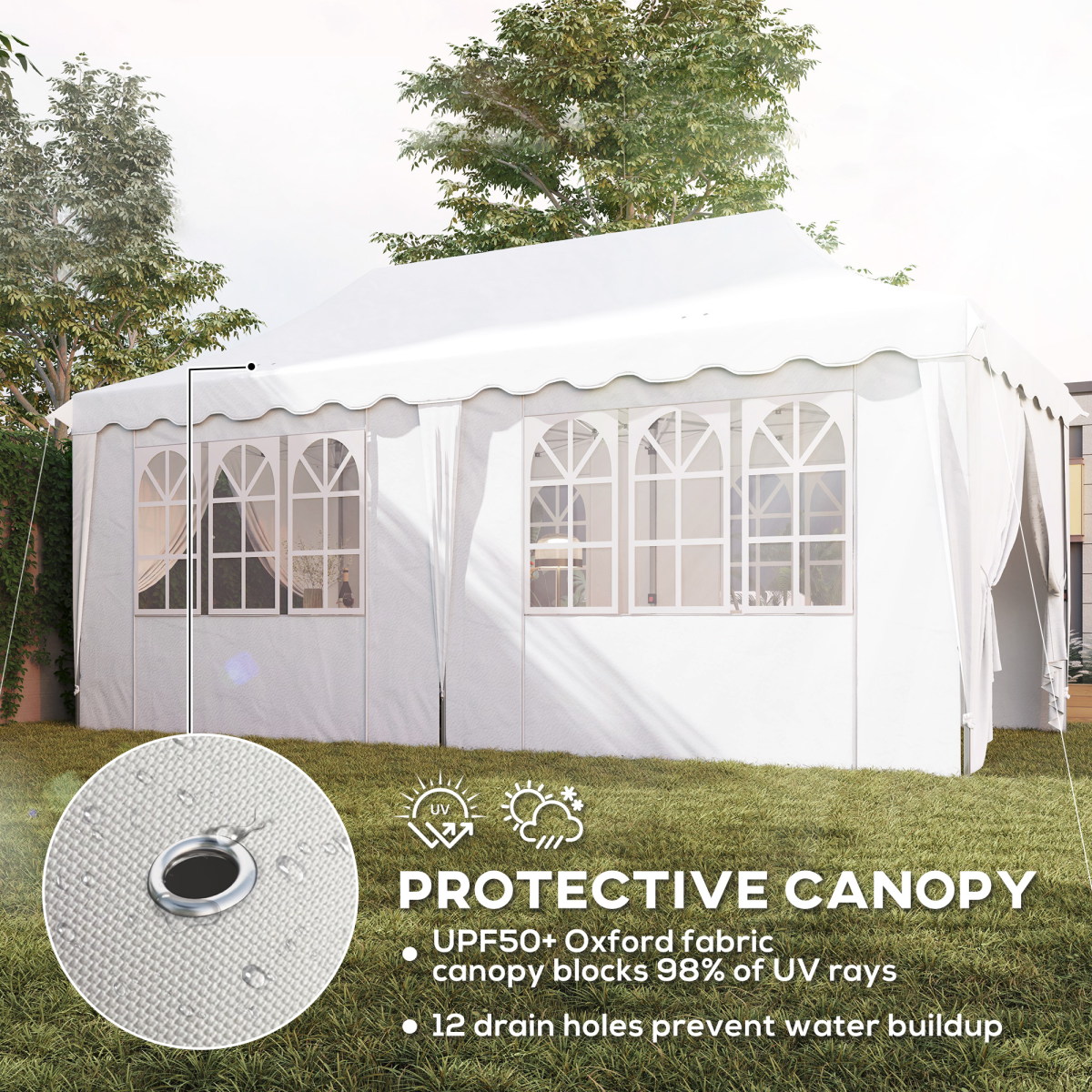 Outsunny 3x6m Pop Up Gazebo with Sides, UPF50+, Carry Bag, White