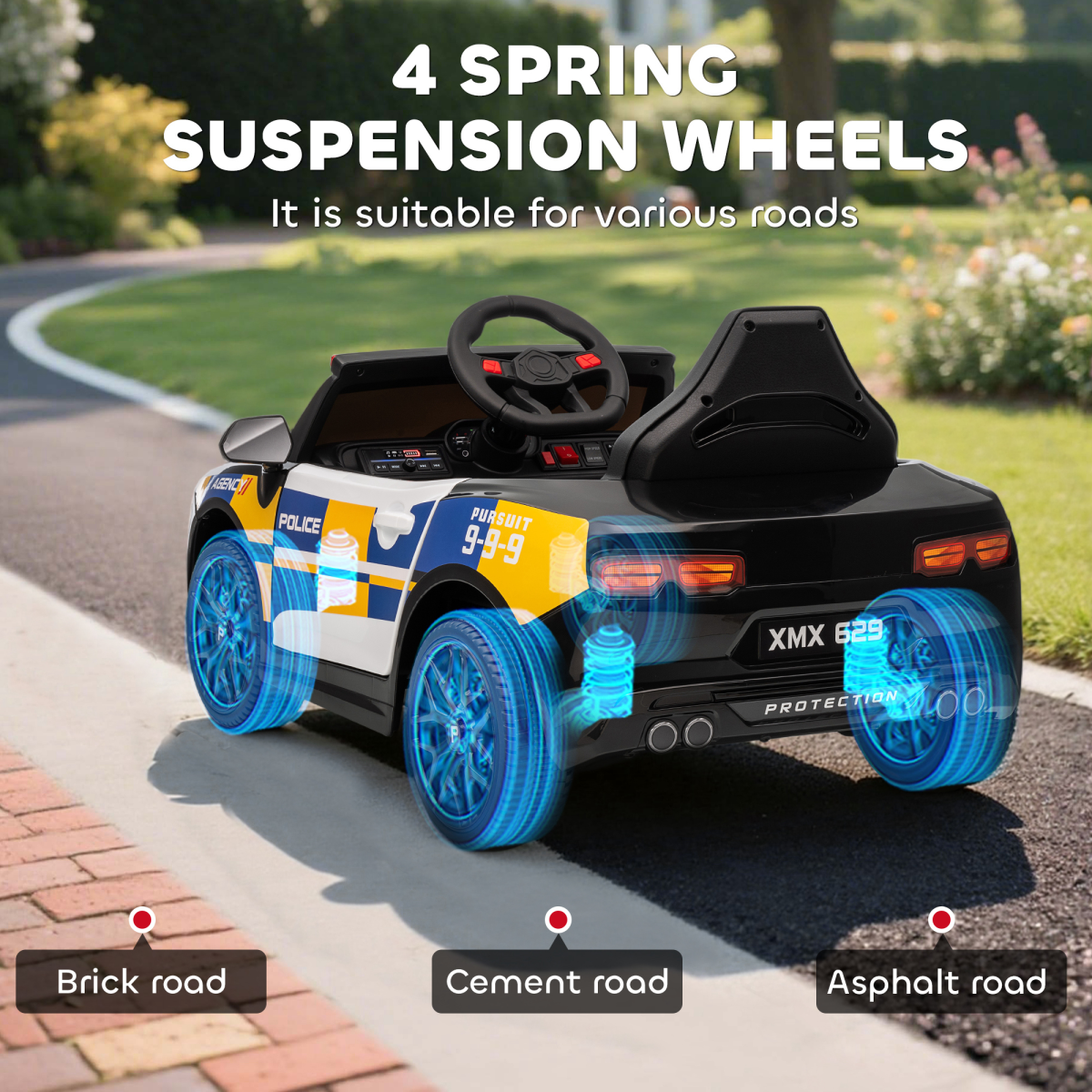 AIYAPLAY Kids 12V Electric Police Ride-On Car with Remote Control