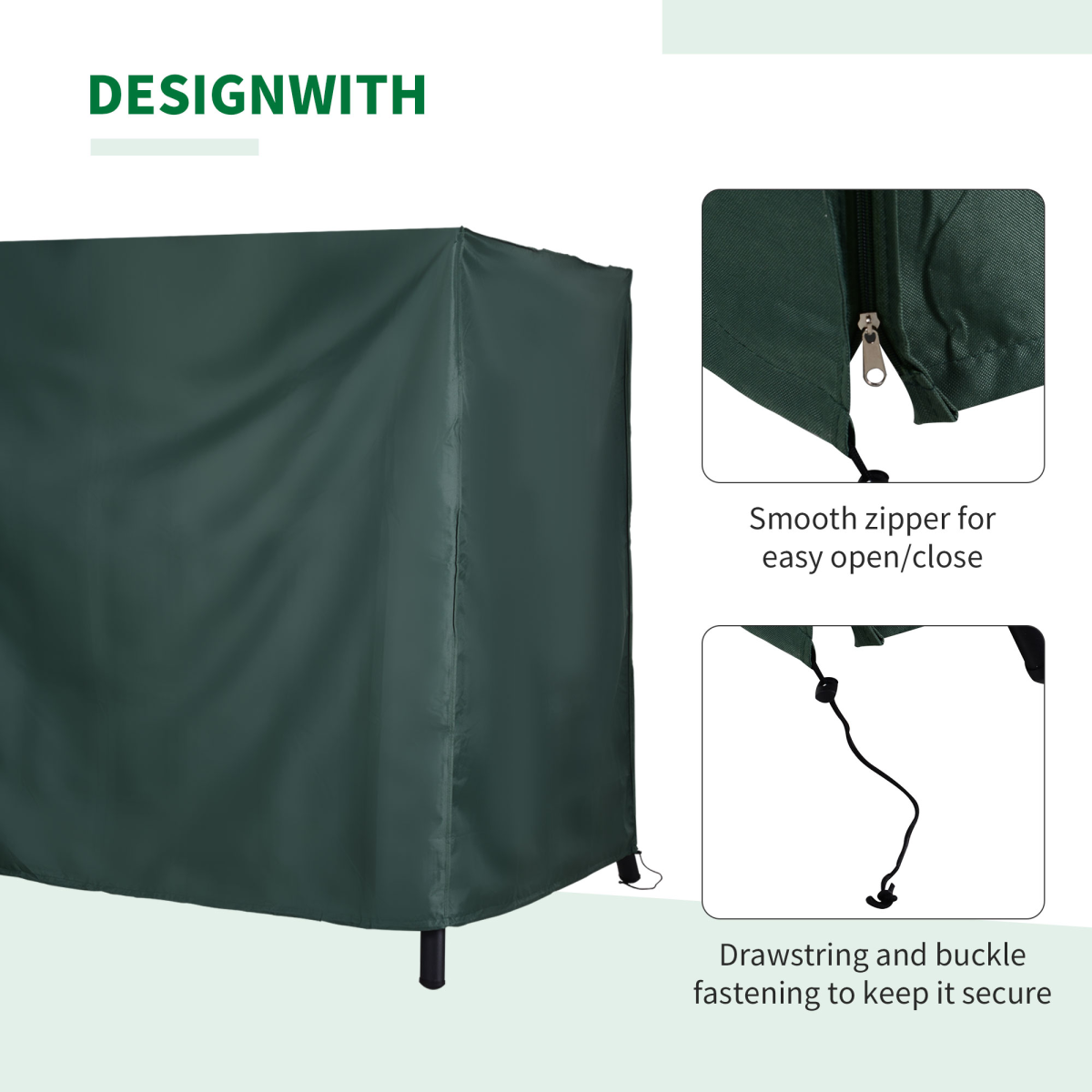 Outsunny 164cm Waterproof Oxford Polyester Swing Chair Cover, Green