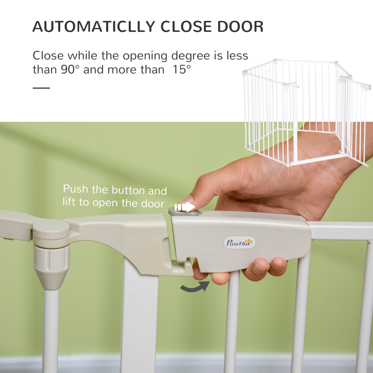 PawHut 5-Panel Indoor Pet Gate and Dog Playpen with Walk-Through Door, Freestanding or Wall-Mounted, Foldable Metal Frame, White