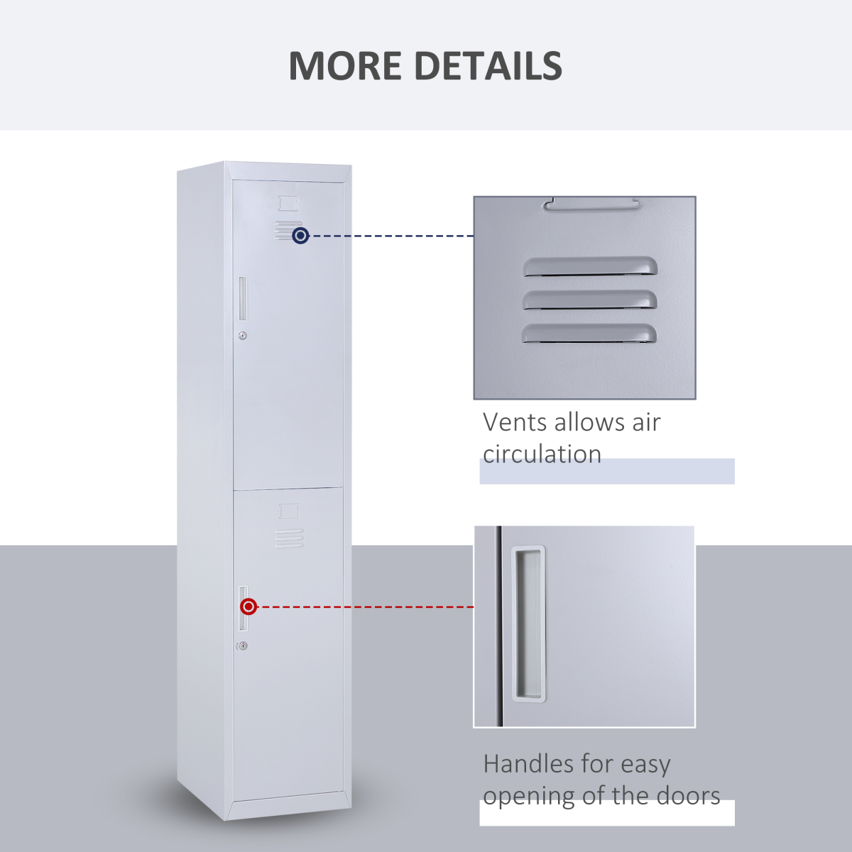 1.8m Lockable Office Storage Cabinet, Cold Rolled Steel Locker with Shelves, 180cm Storage Cabinet