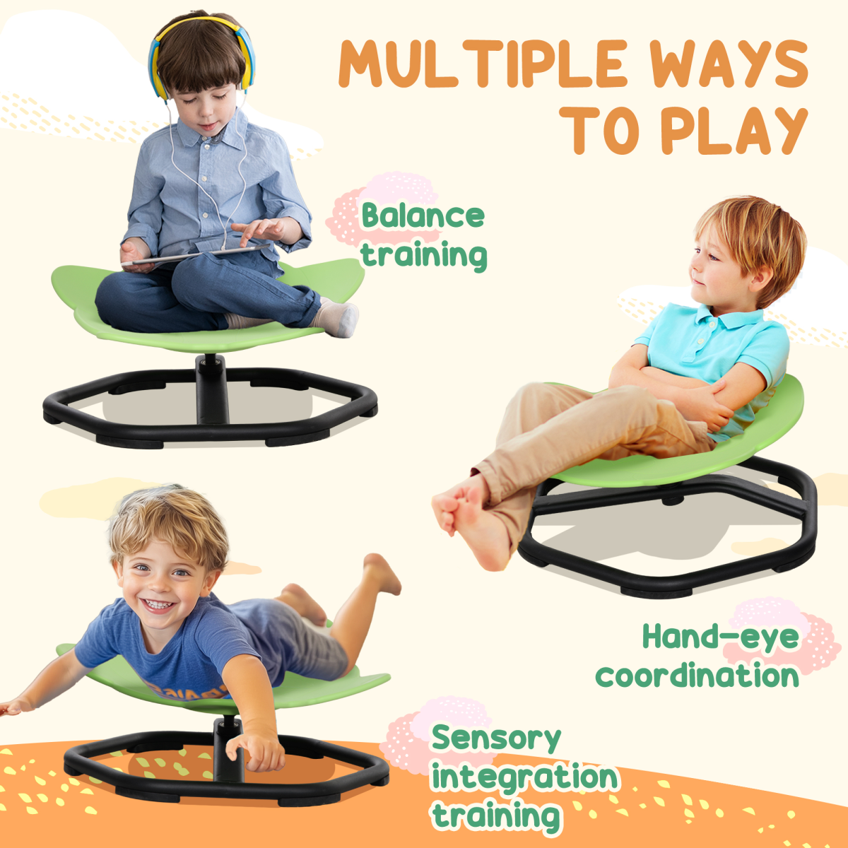 AIYAPLAY Kids Sensory Spinning Chair for Autism, Balance Aid