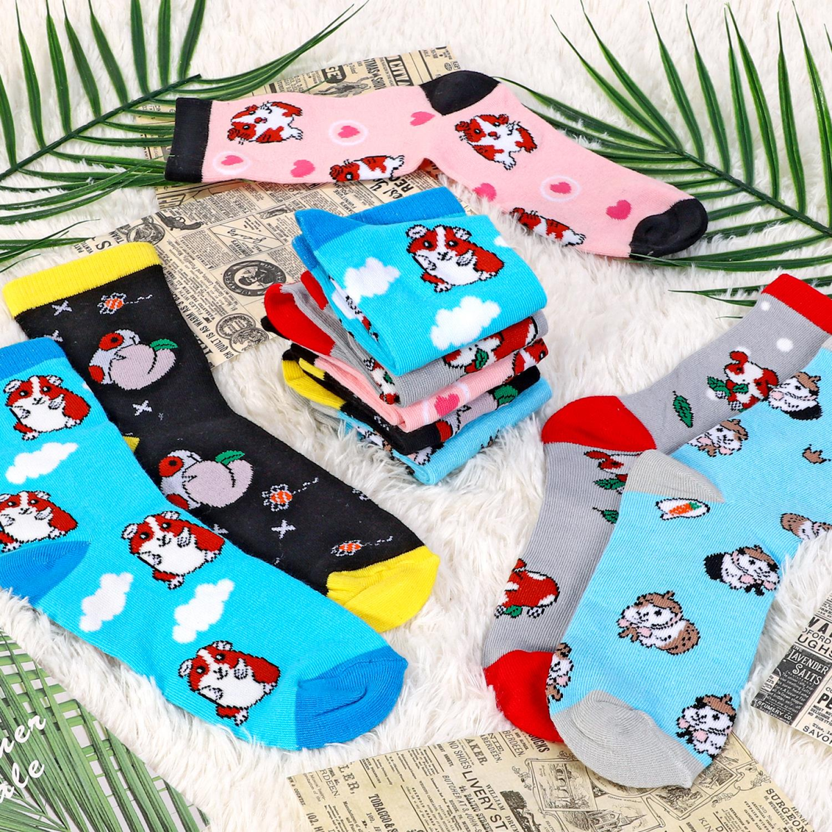 Vinsani Guinea Pig Socks 5 Pack, Women’s One Size UK 4-7 EU 37-40