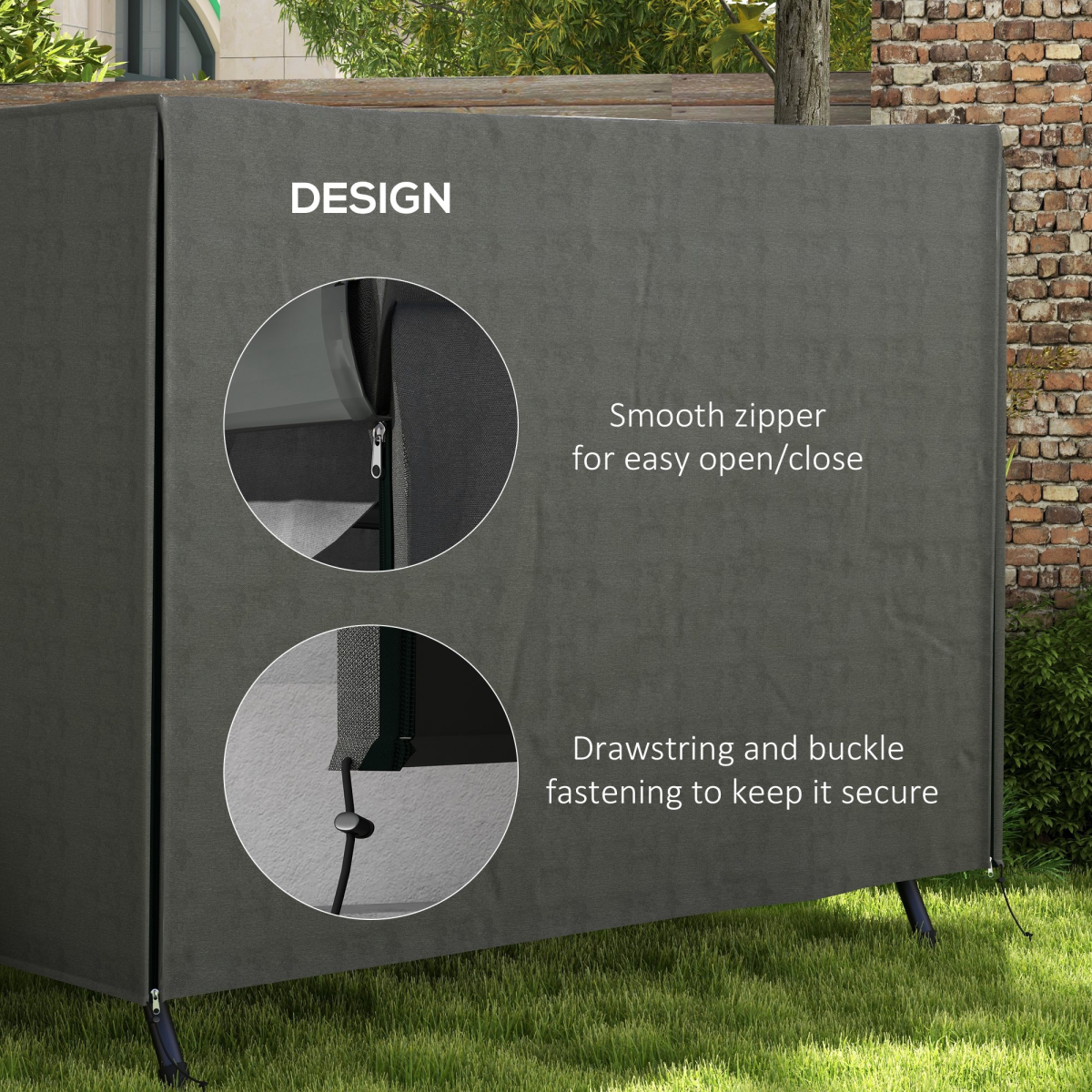 Outsunny Outdoor Swing Chair Cover, Garden Furniture Protector, 205 x 124 x 164 cm, Dark Grey