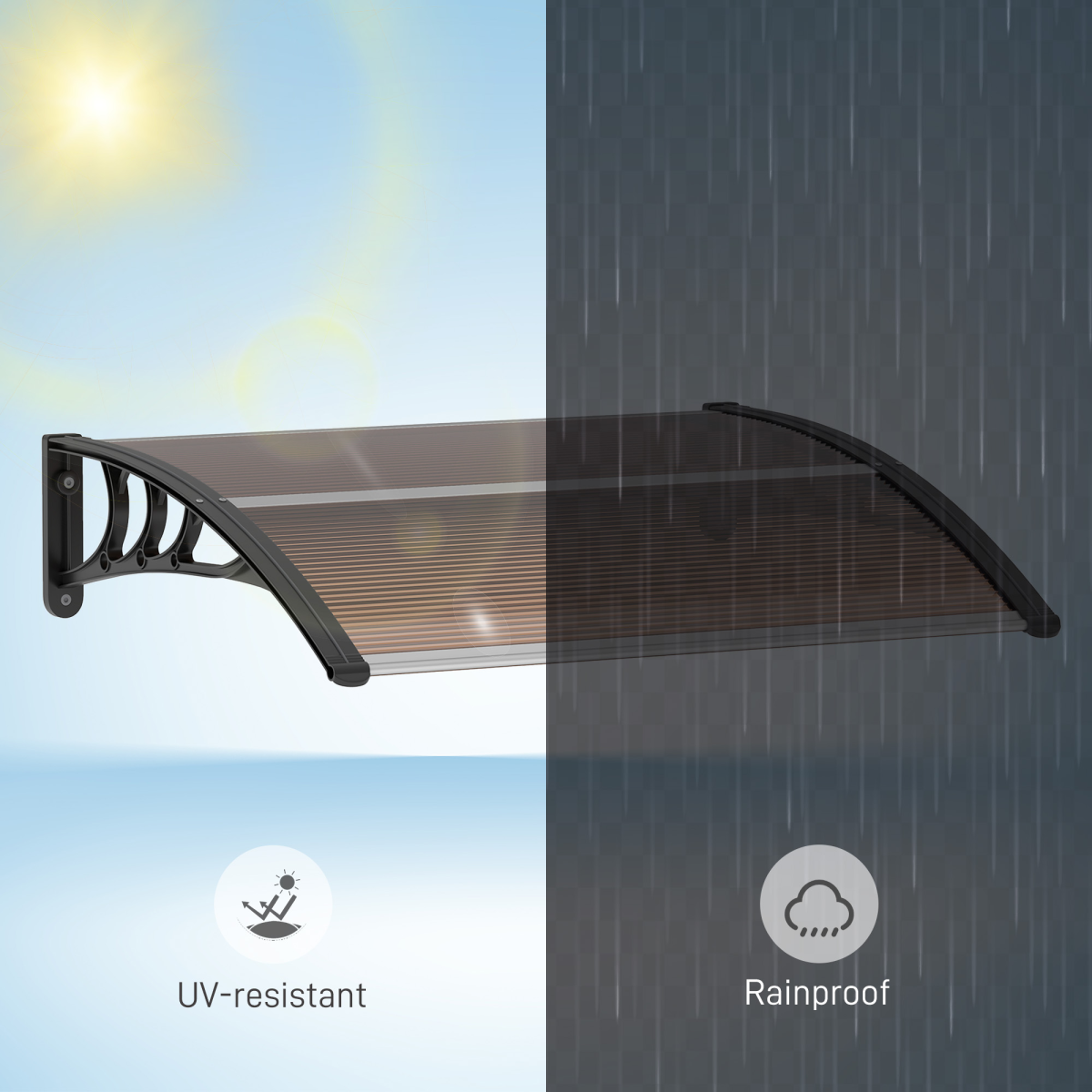 Outsunny Curved Polycarbonate Door Canopy with UV Protection, Brown