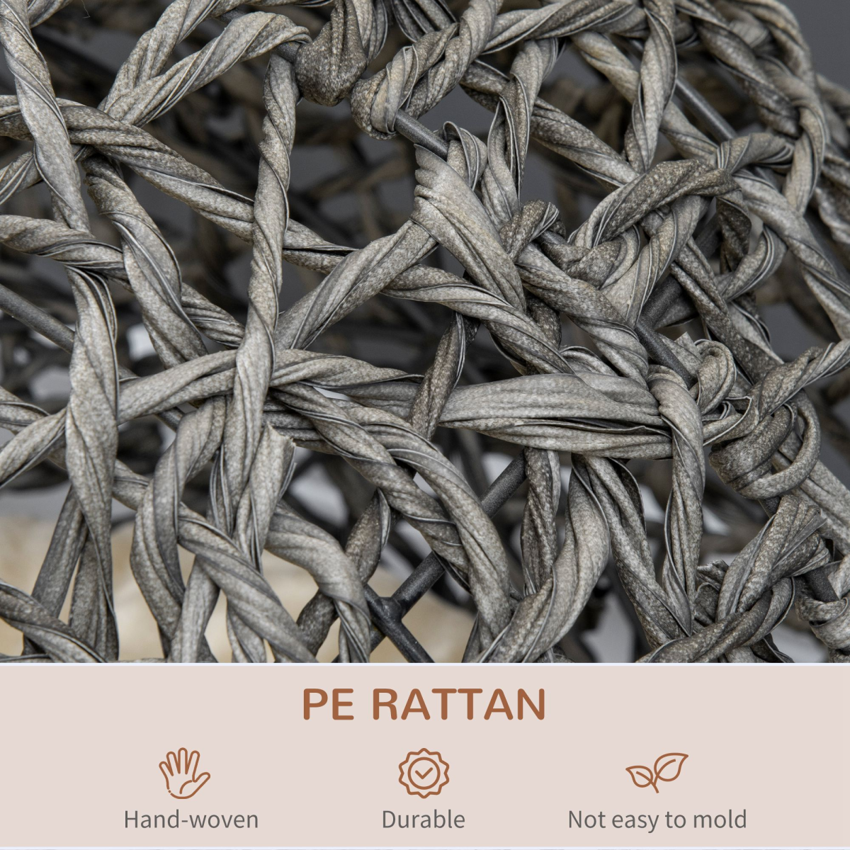 PawHut Elevated Rattan Cat House with Cushion, Grey
