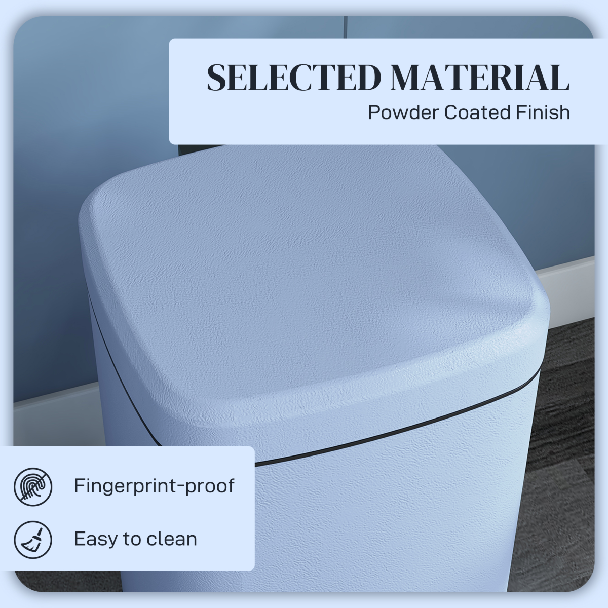 PawHut 20L Metal Kitchen Pedal Bin with Soft-Close Lid, Light Blue