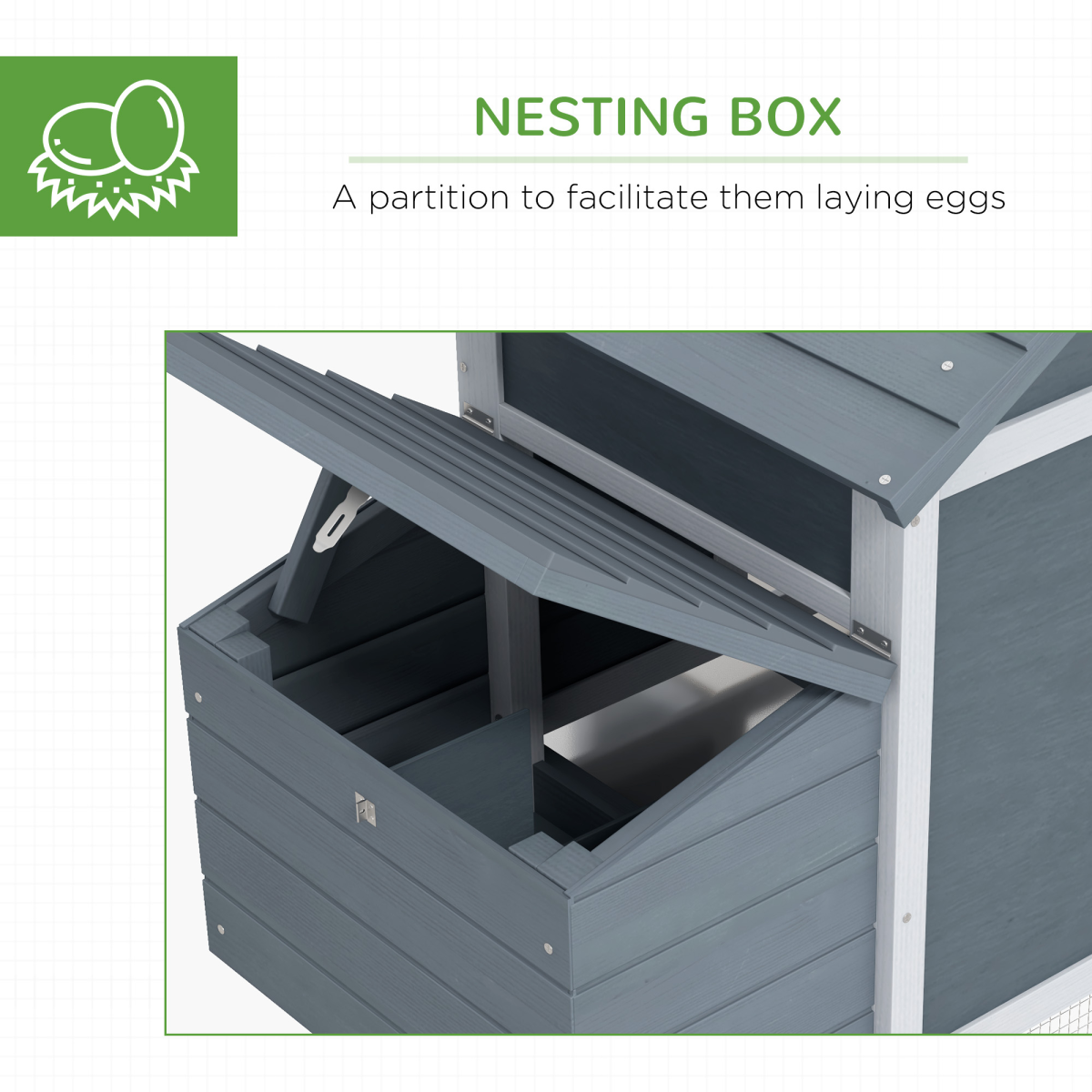 PawHut Small Chicken Coop with Outdoor Run and Nesting Box, Grey, 150.5 x 54 x 87 cm
