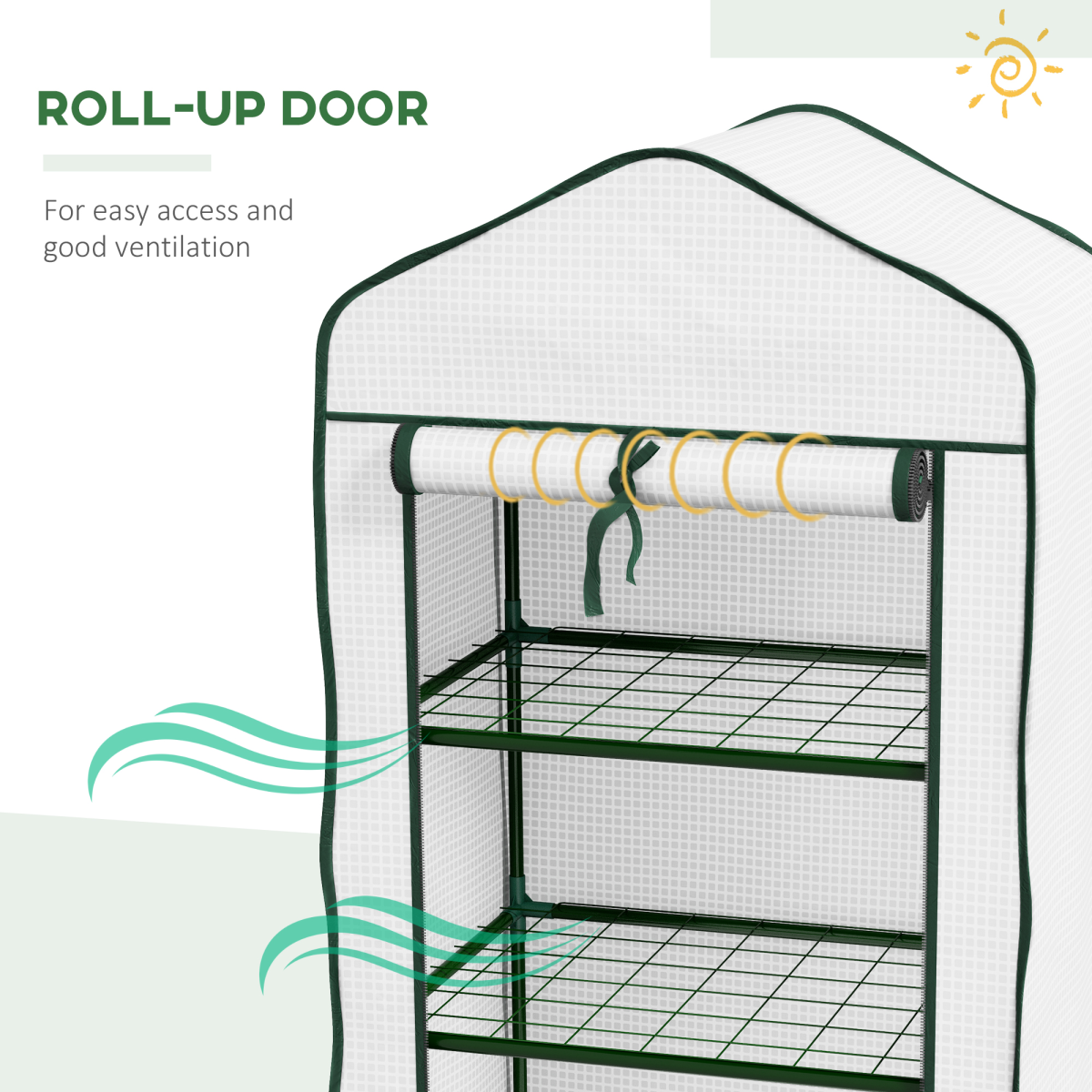 Outsunny Portable Mini Greenhouse with Roll-Up Door and Wire Shelves