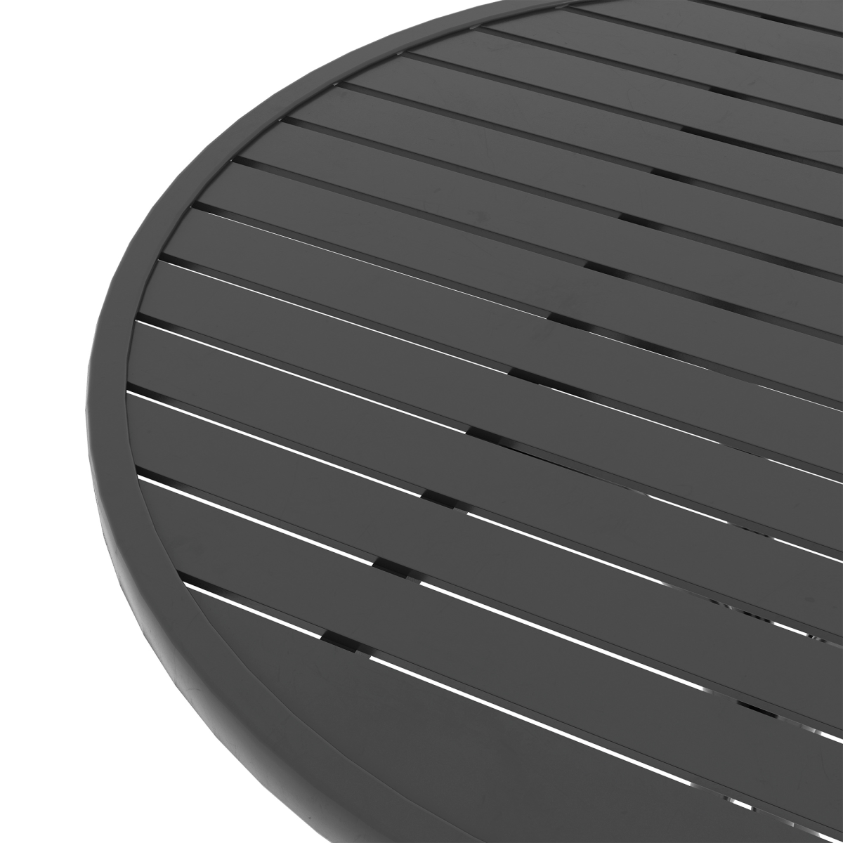 Outsunny Round Black Garden Side Table with Slatted Top, Galvanised Steel Frame, 66cm Dia.
