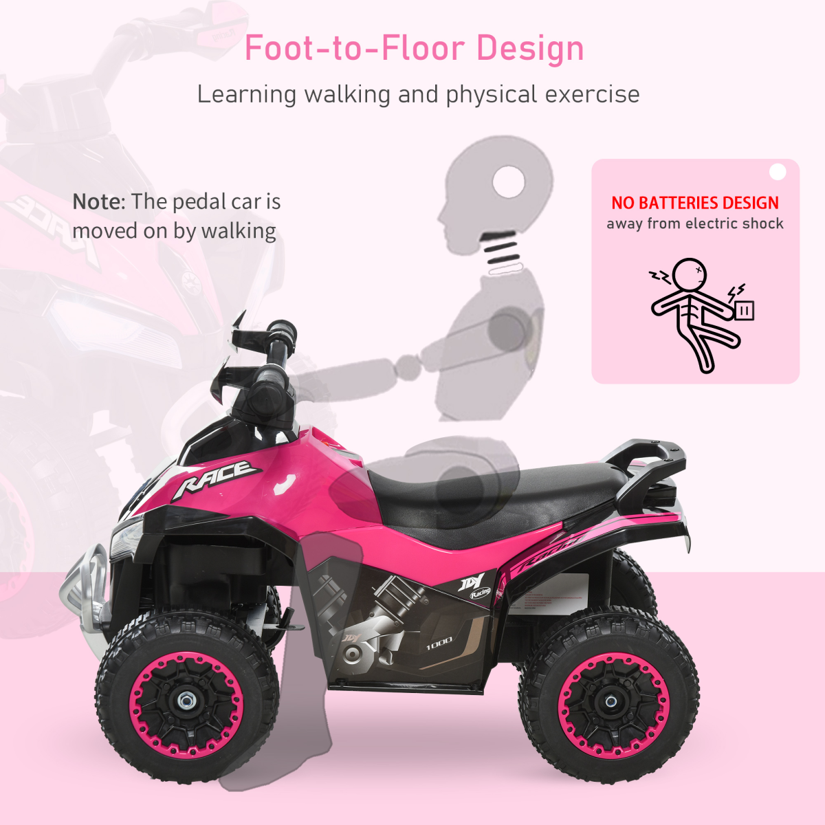 4-Wheel Toddler Foot-to-Floor Ride-On Car with Lights & Songs