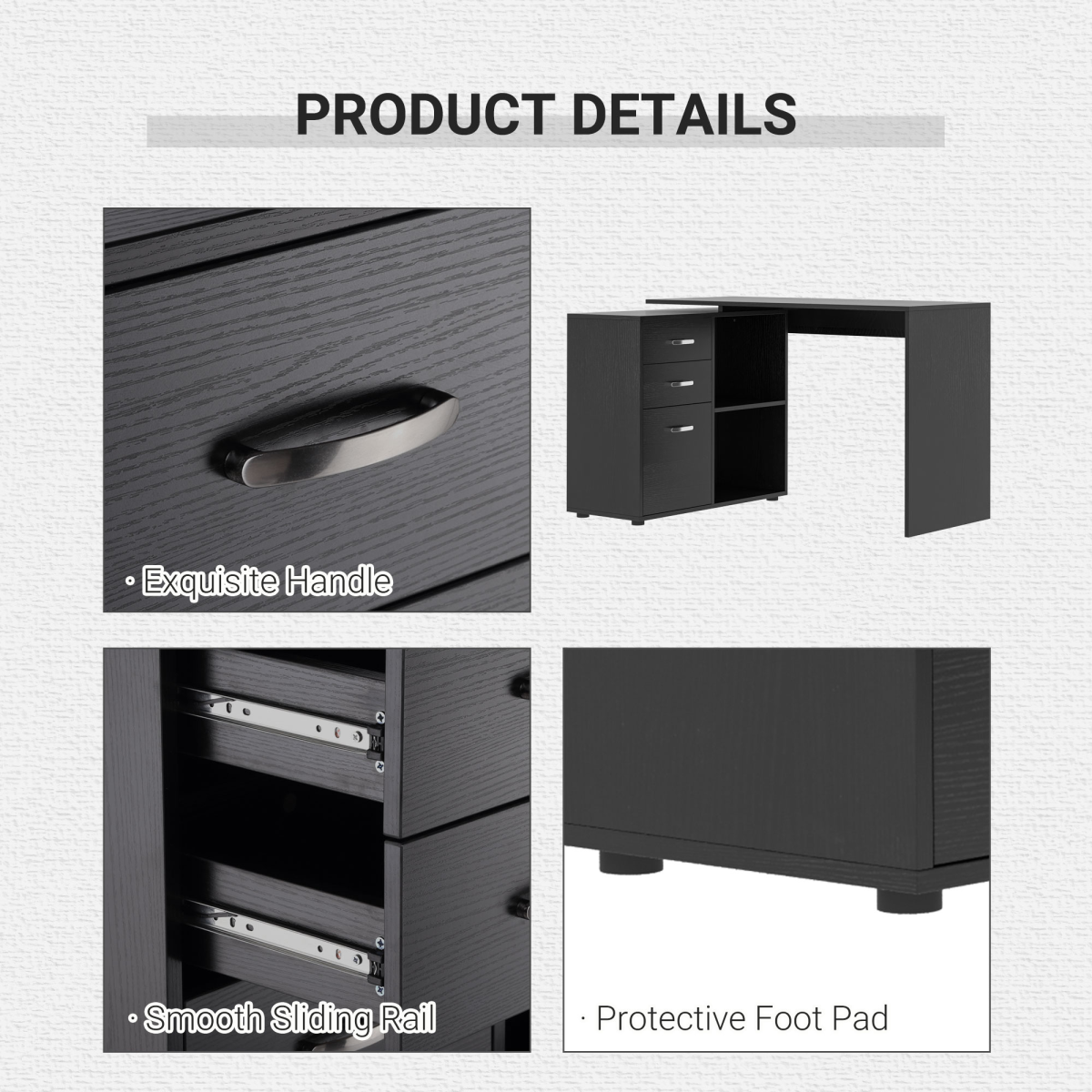 HOMCOM L Shape Computer Desk Workstation with Drawer Shelf File Cabinet, Home Office Desk