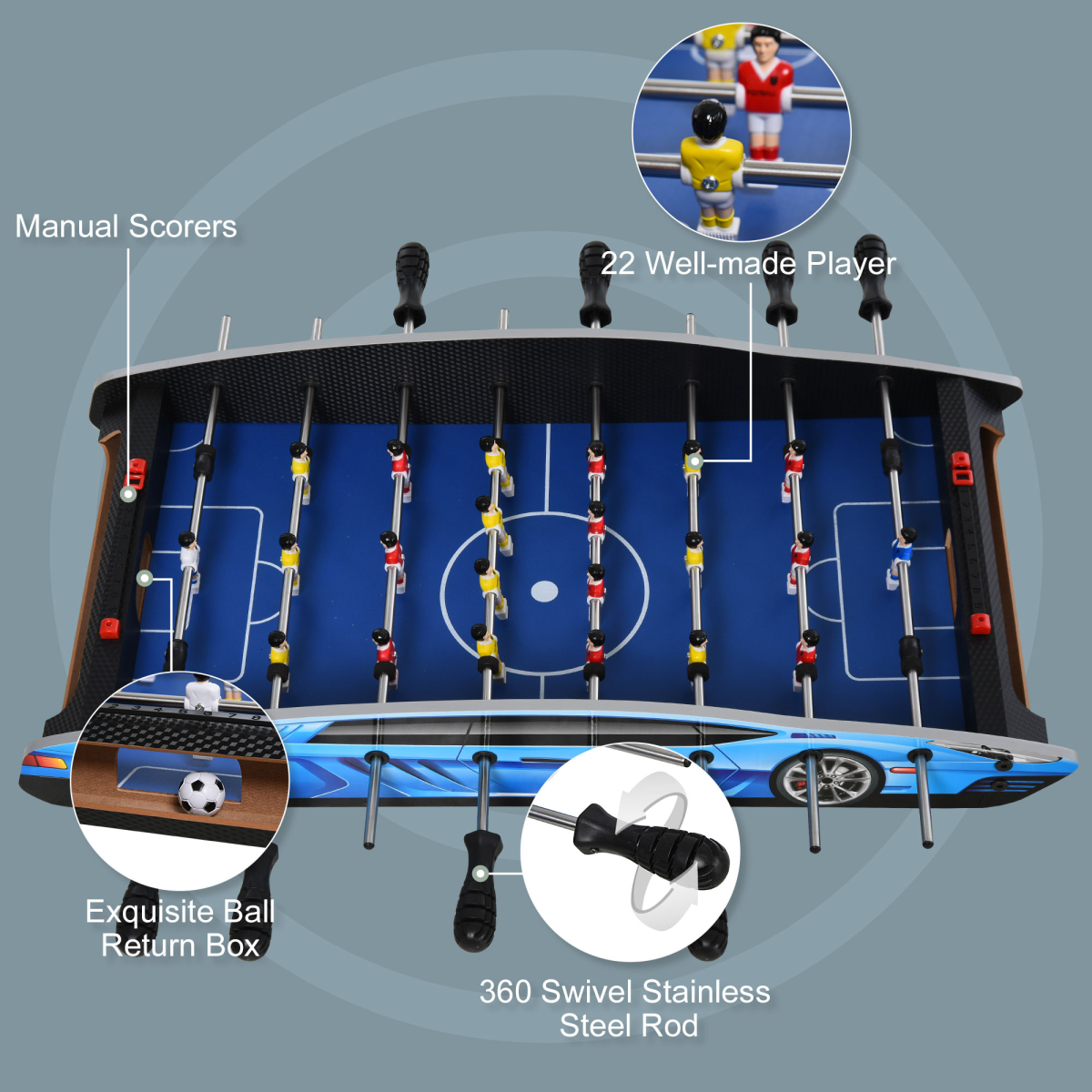 2ft Foosball Table Arcade Competition Sized for Kids and Adults, Indoor, HOMCOM