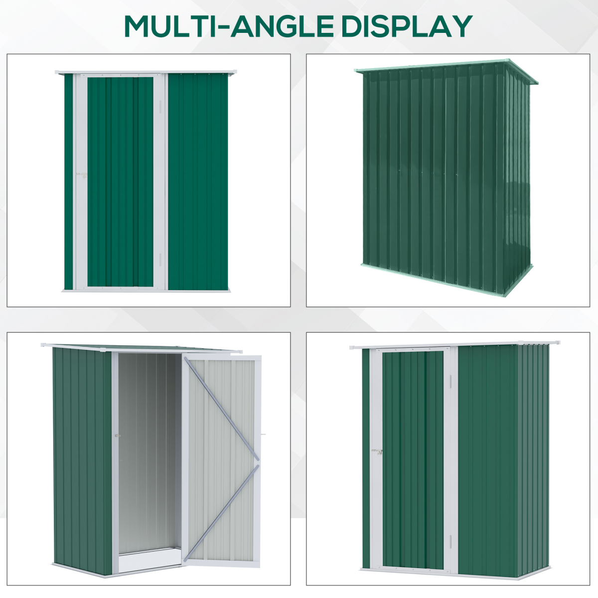 Outsunny 4.7ft x 2.8ft Steel Garden Shed with Sloped Roof and Latch Door, Green