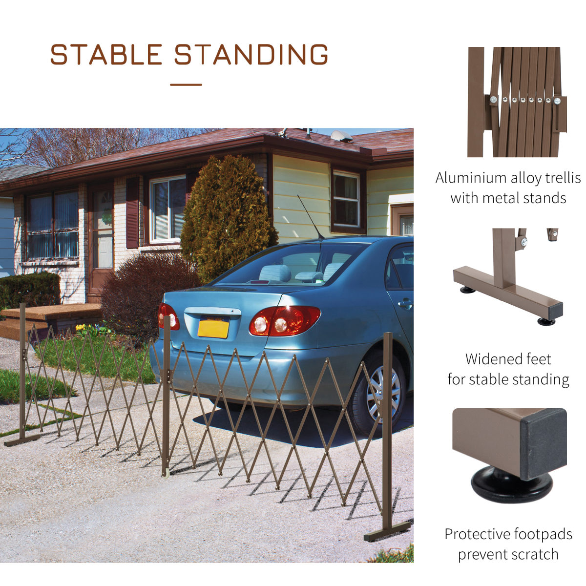 Outsunny Foldable Garden Screen Panel, Scissor Lattice Garden Fence, Aluminium Alloy and Steel, 103.5 x 405 cm